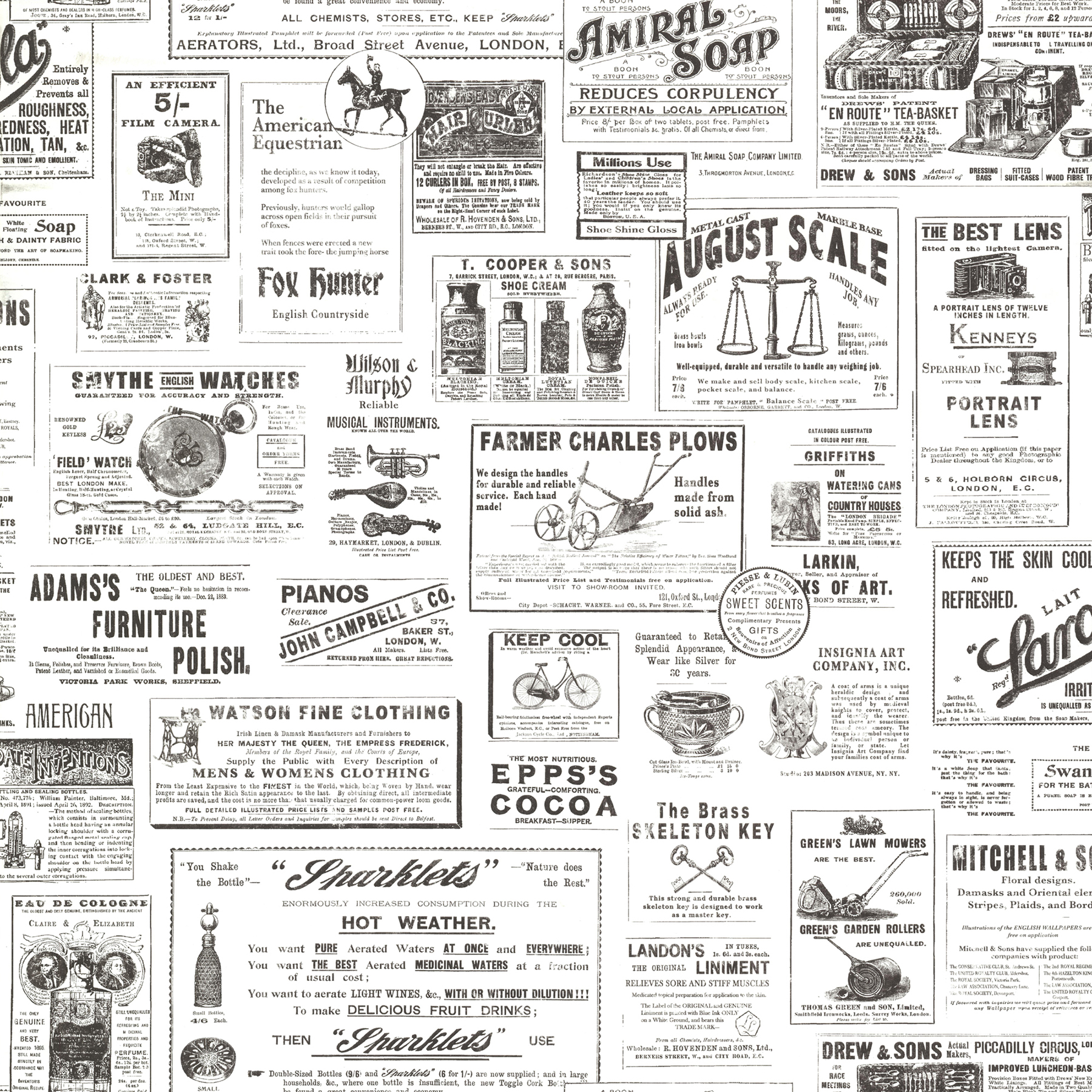Adamstown Ivory Vintage Newspaper Wallpaper