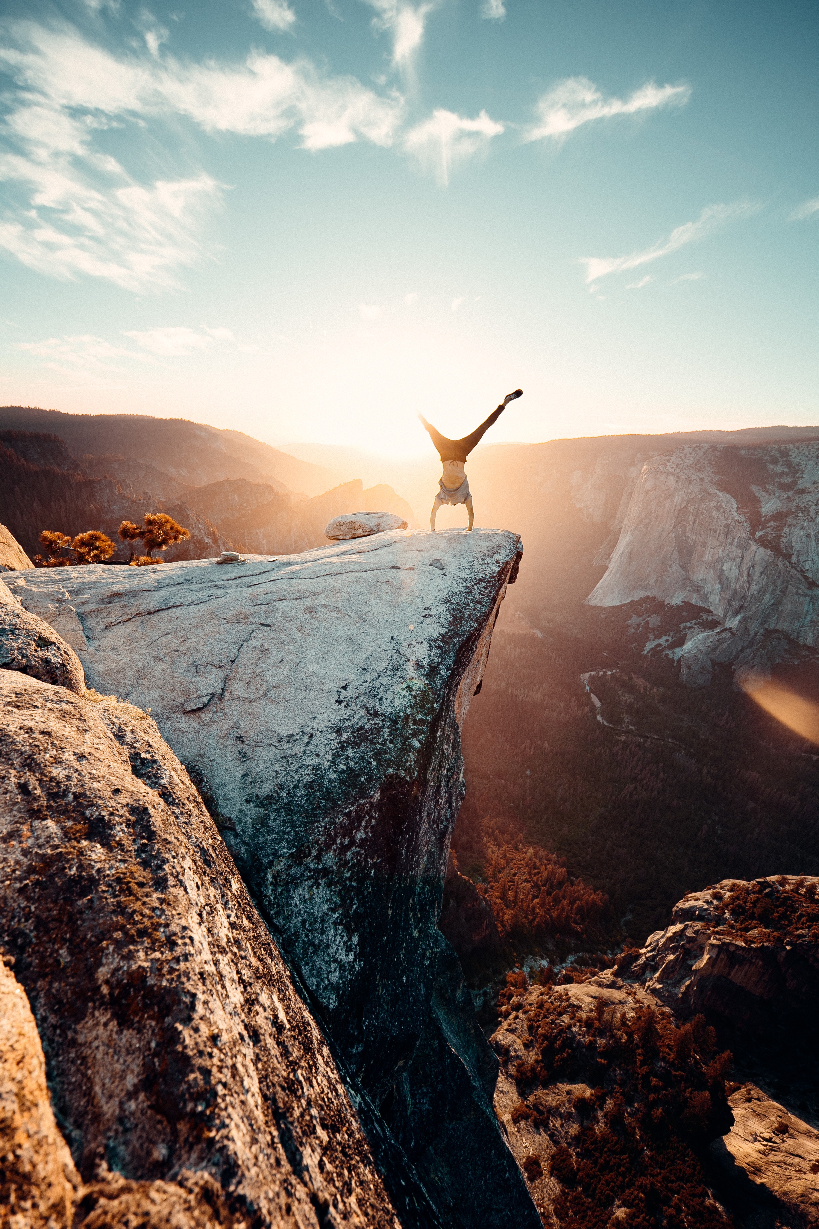 Man Doing Hand Stand on Mountain · Free