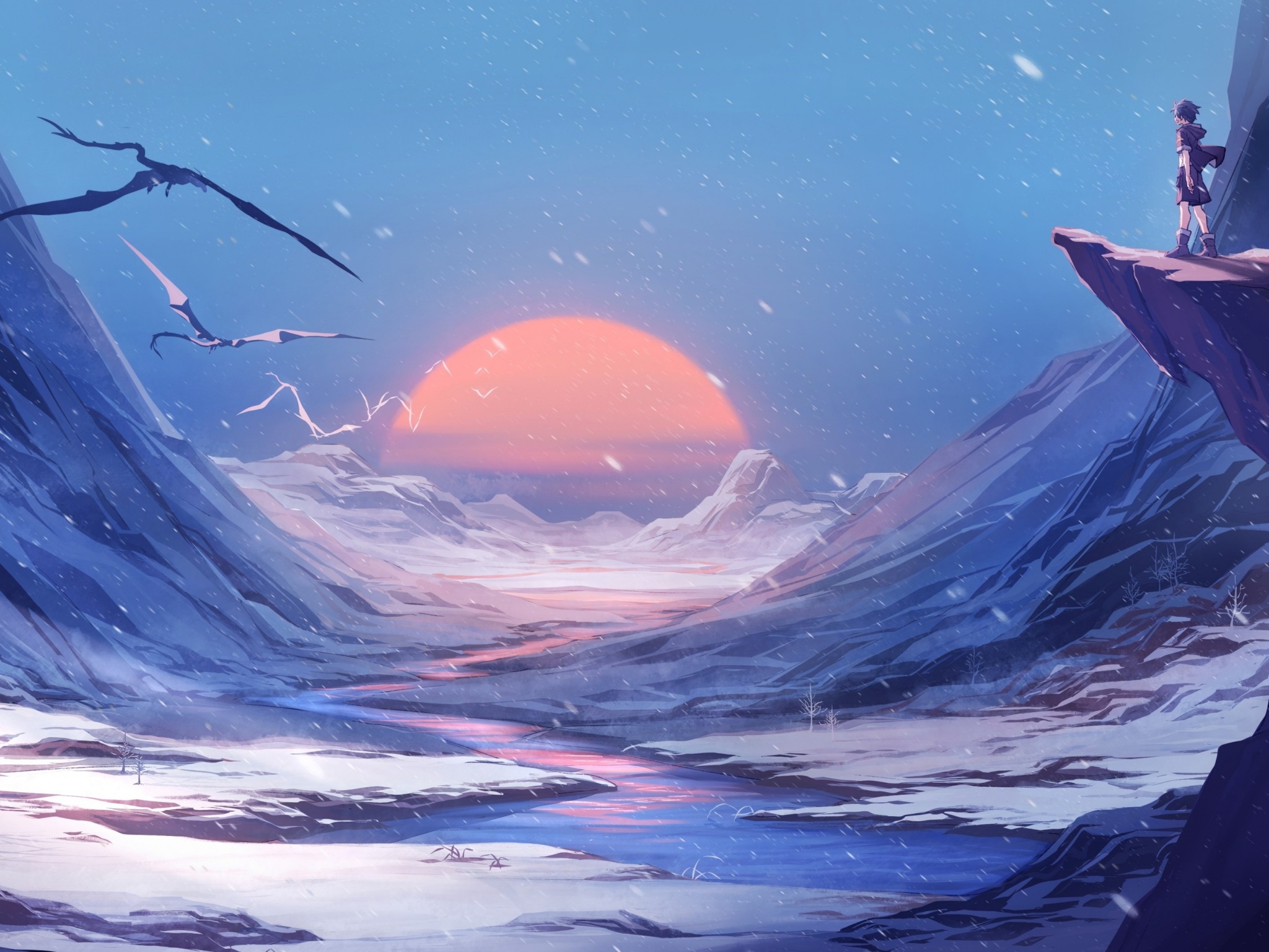 Wallpaper 4k Dragon Winter Snow Anime Manga Wallpaper