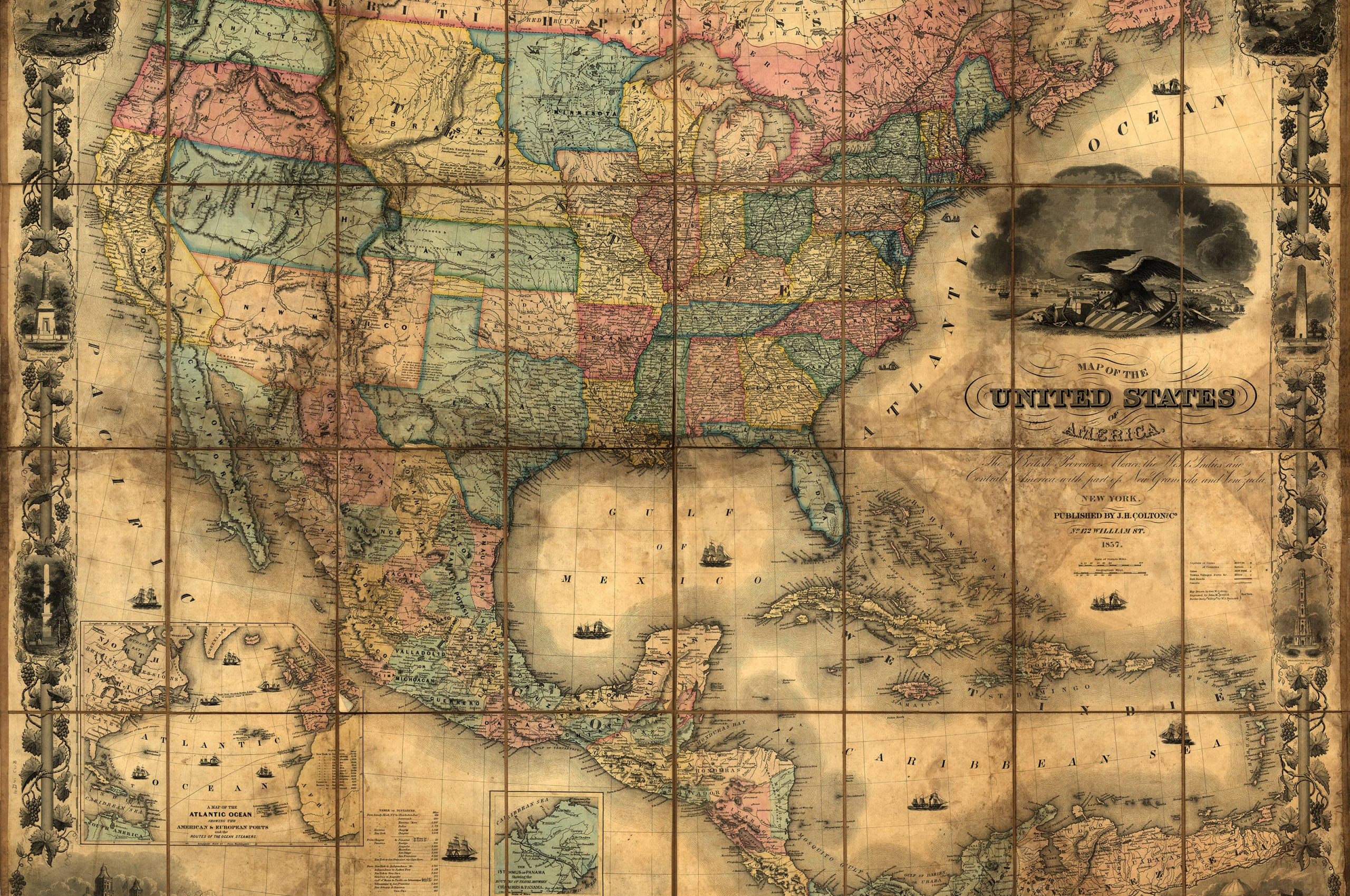 Free download Historic Map of the United States 1857 Wall Mural Peel and Stick [3200x2501] for your Desktop, Mobile & Tablet. Explore Wallpaper Maps of USA. Usa Desktop Wallpaper