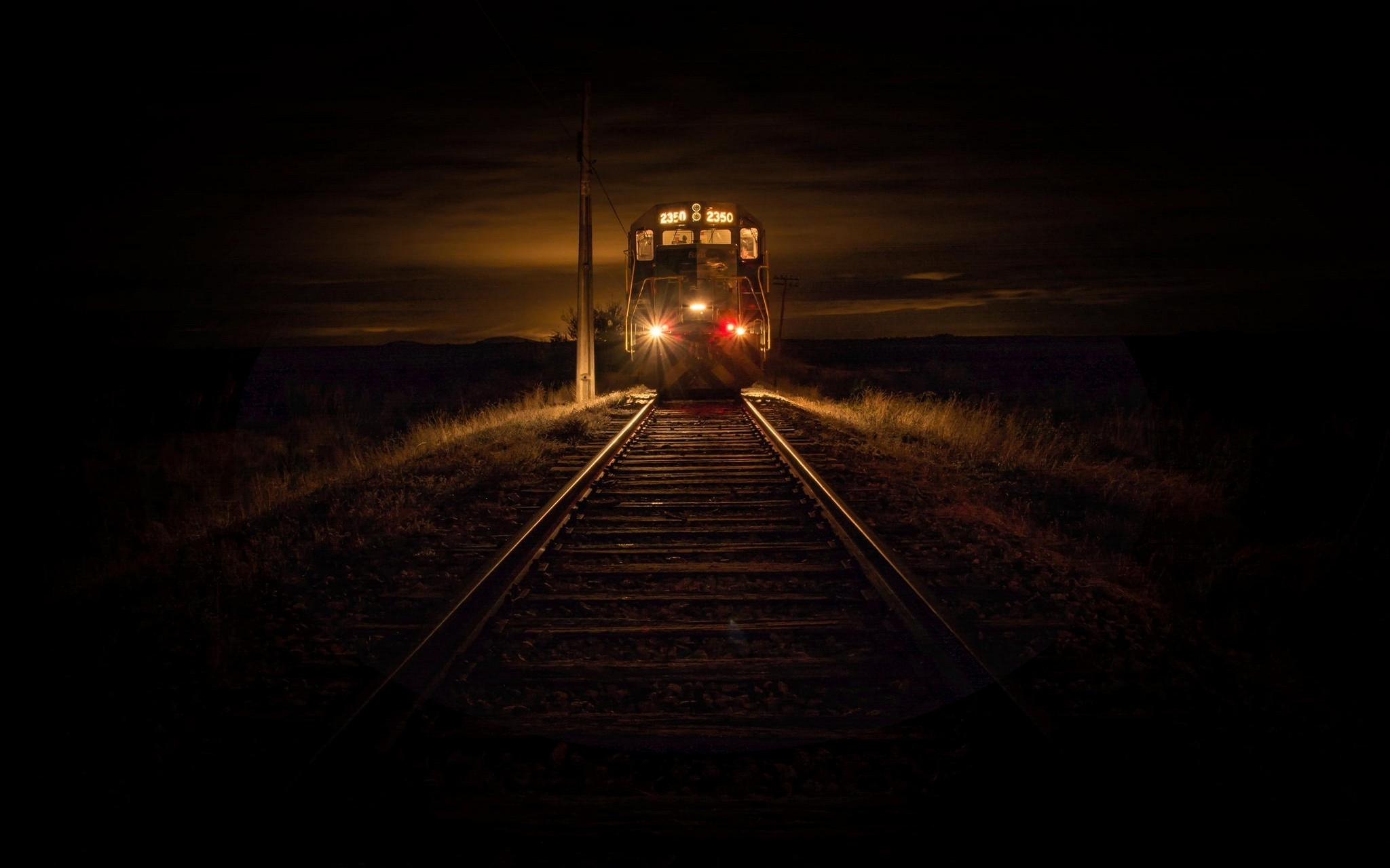 Landscape Nature Train Railway Dry Grass Lights Evening Technology Chile Diesel Locomotive Night Dar Wallpaper:2048x1280