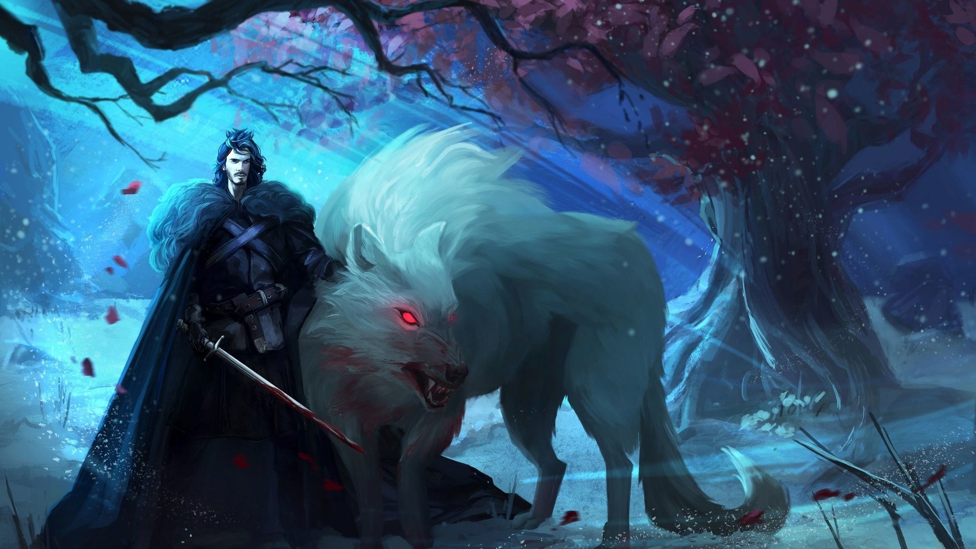 Jon Snow and Ghost by Alexandra Vo HD Wallpaper