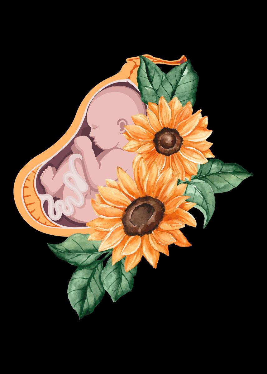 Midwife Baby Flowers' Poster