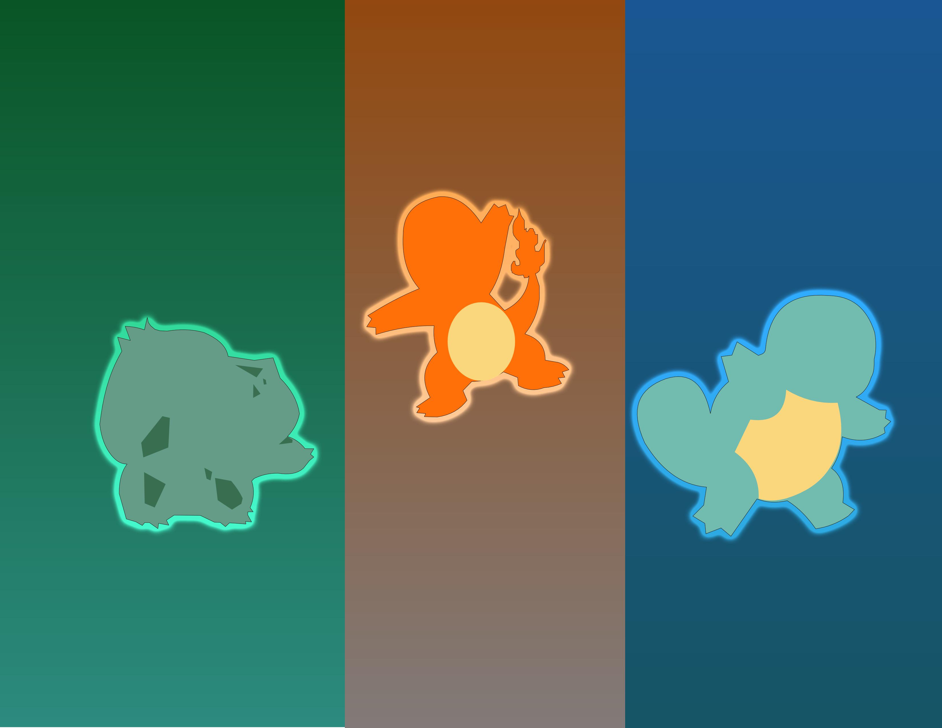 Minimalistic Kanto Pokemon Starters [3300 × 2550]