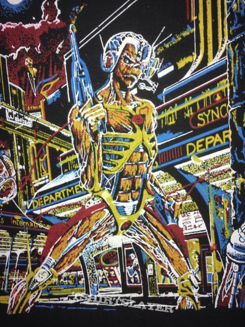 Iron Maiden in Time Patch 1986 ('orange version'). TShirtSlayer TShirt and BattleJacket Gallery