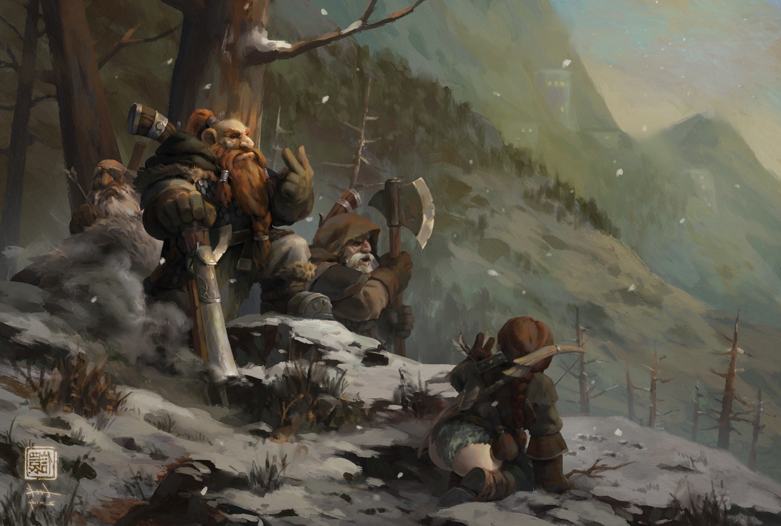 Fantasy Art Dwarfs Digital Art Wallpaper HD Desktop Digital Painting