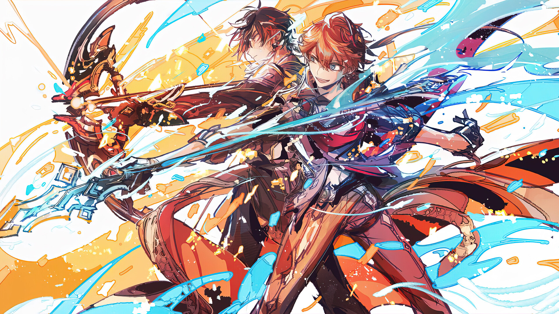 Tartaglia Zhongli Genshin Impact PC DeskK Wallpaper free Download