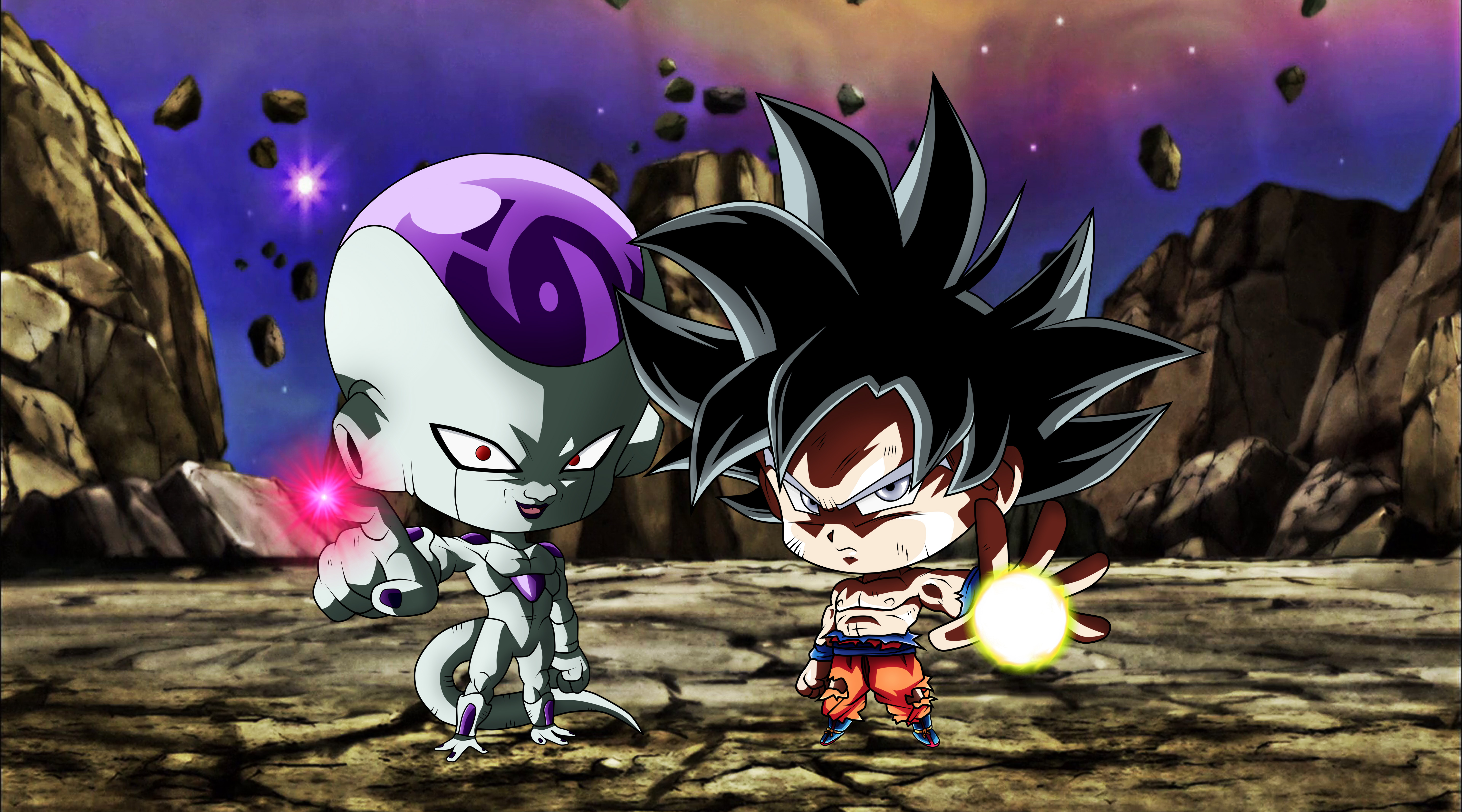 Chibi Frieza Goku Ultra Instinct Dragon Ball, HD Anime, 4k Wallpaper, Image, Background, Photo and Picture