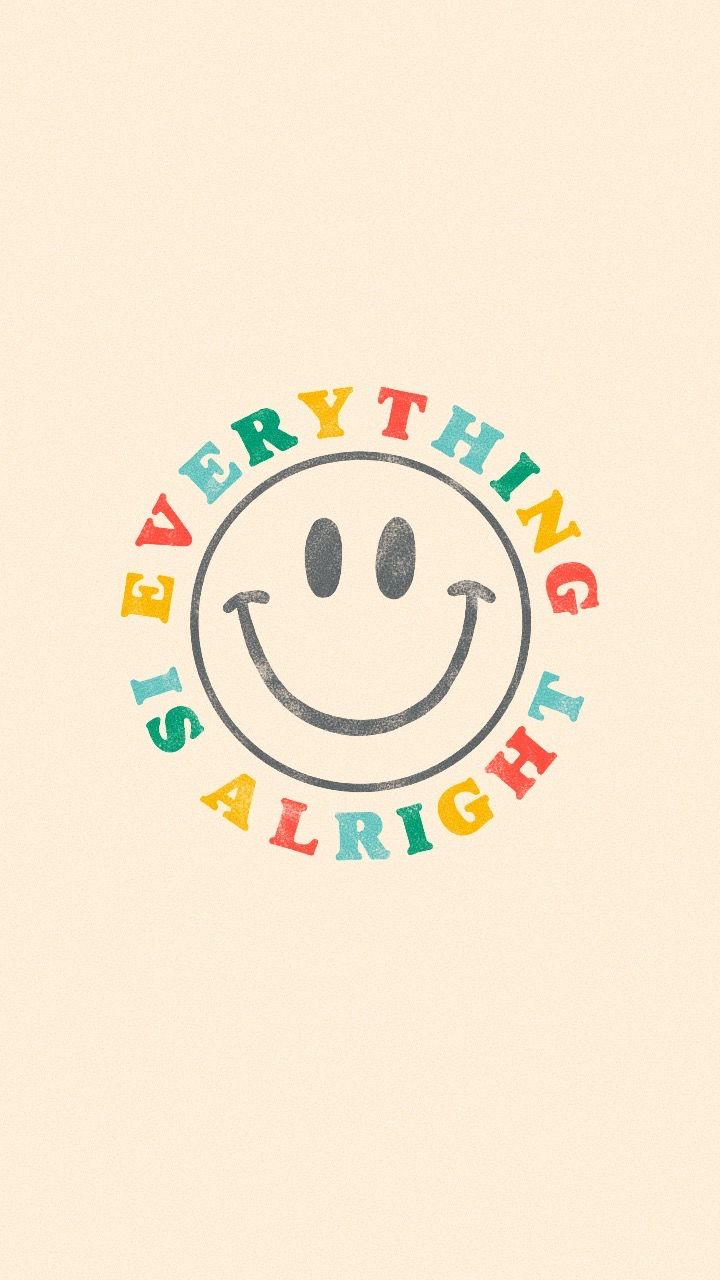everything is alright retro rainbow smiley face Sticker by Lexie Pitzen. Fondos de colores, iPhone fondos de pantalla, Ideas de fondos de pantalla