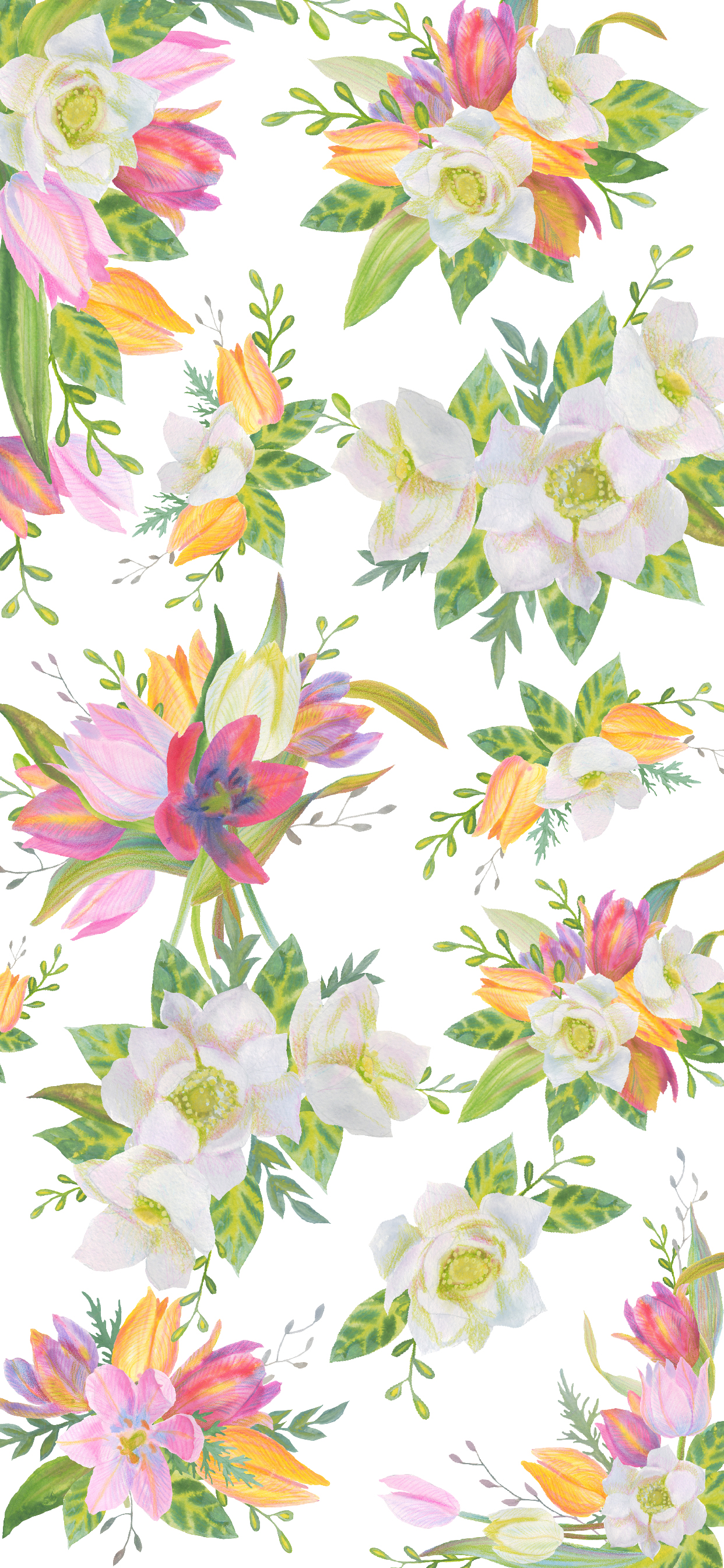 Spring Floral iPhone Wallpaper and Ivory