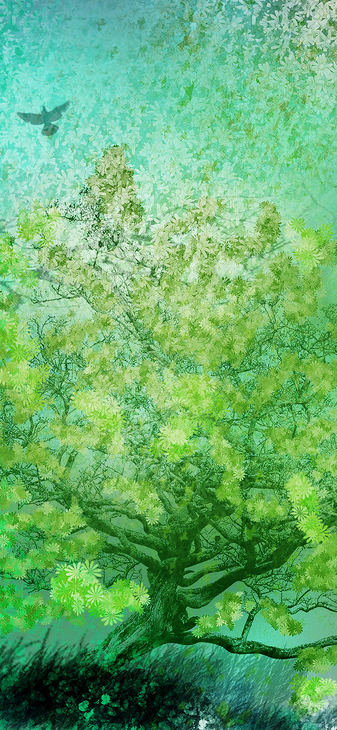 Ai12 Flower Spring Art Green Illust Happy Wallpaper For iPhone Seven Wallpaper & Background Download