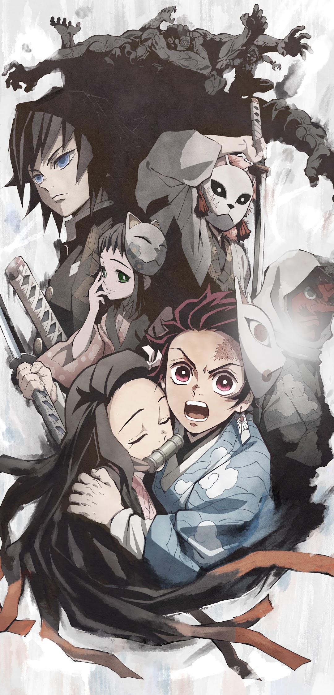 Kimetsu no Yaiba Characters Tanjirou Kamado Nezuko Kamado Phone iPhone 4K Wallpaper free Download
