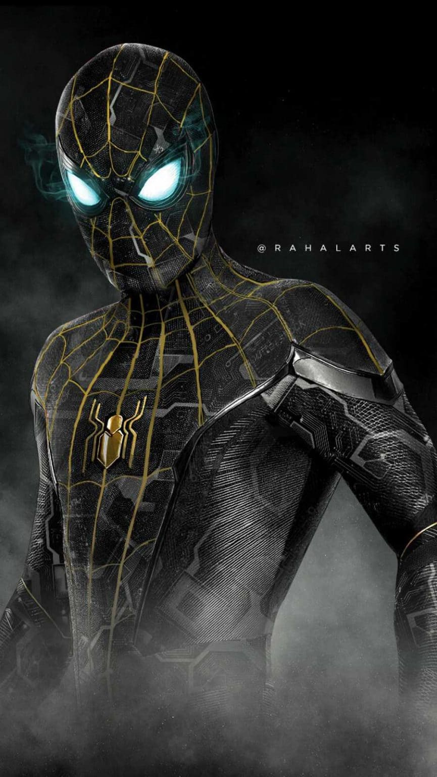 Spiderman Black and Gold Suit iphone 13 pro max wallpaper