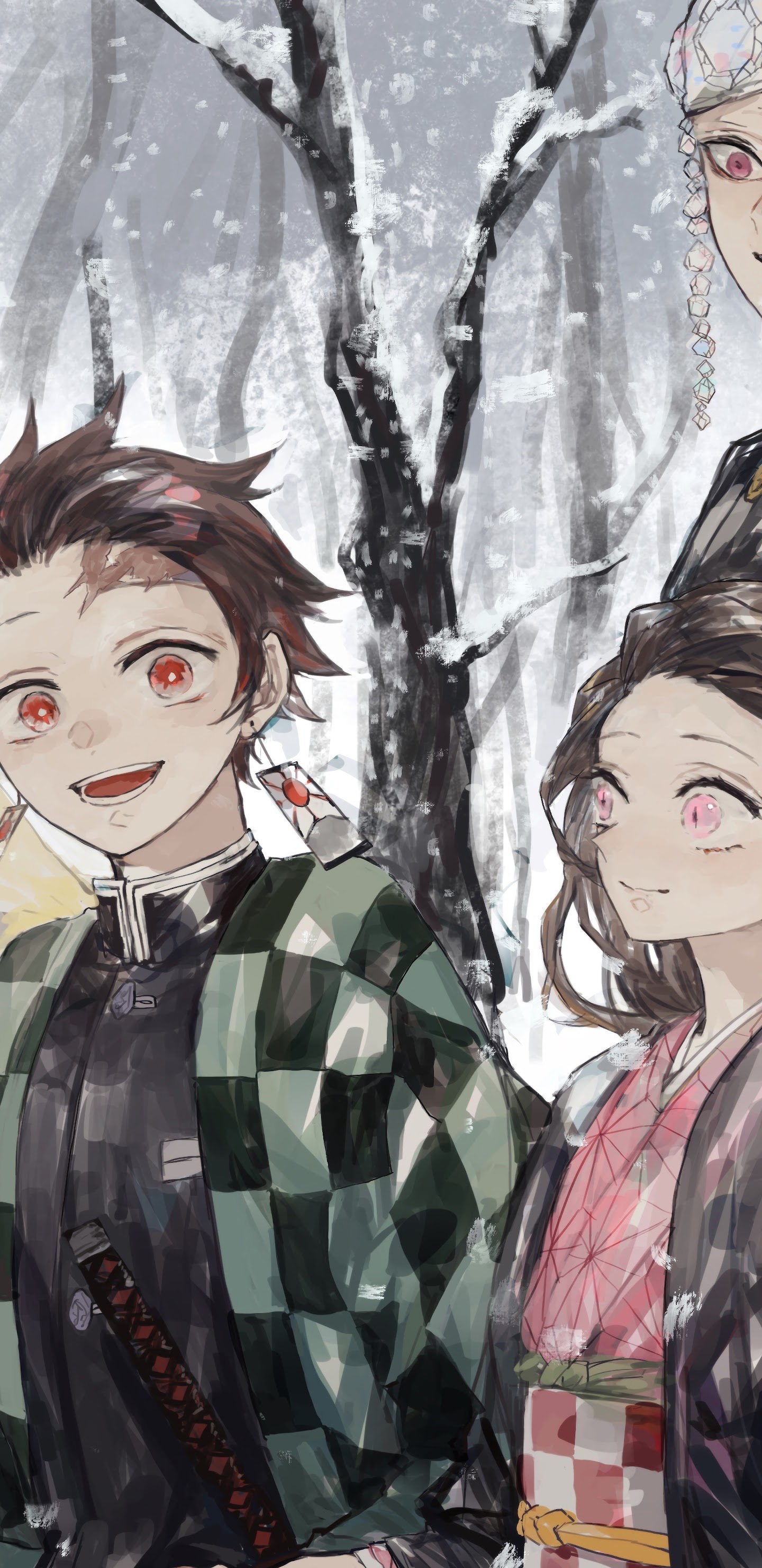 Kimetsu no Yaiba Characters Tanjirou Nezuko Phone iPhone 4K Wallpaper free Download