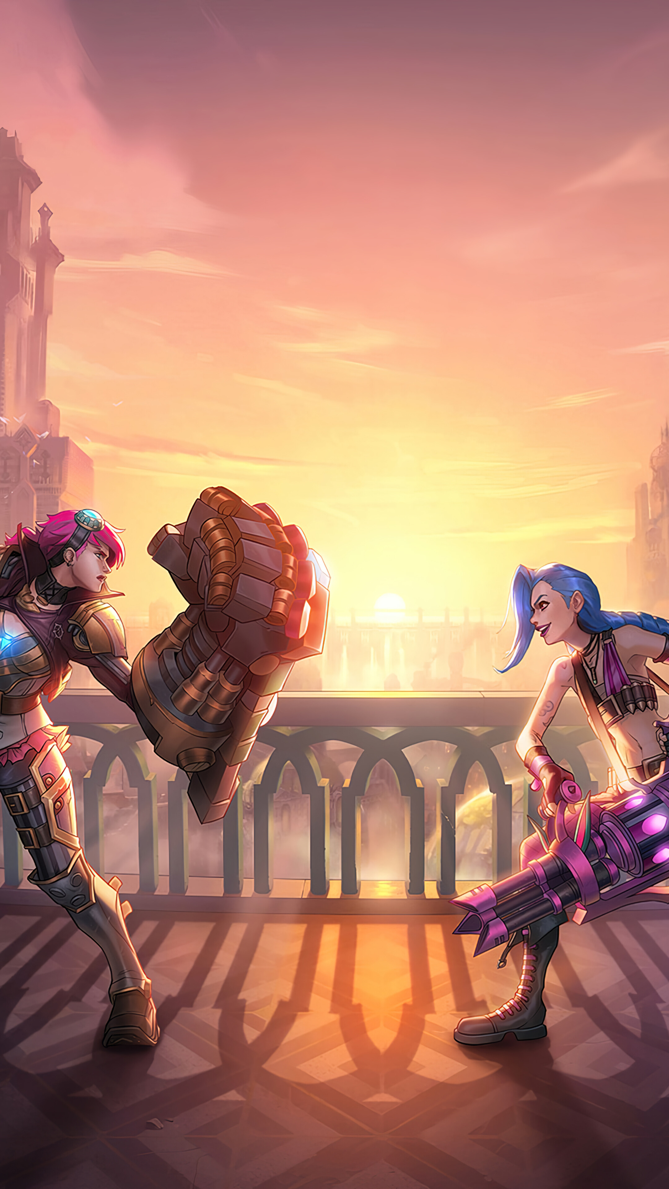 Vi vs. Jinx LoL Phone iPhone 4K Wallpaper free Download