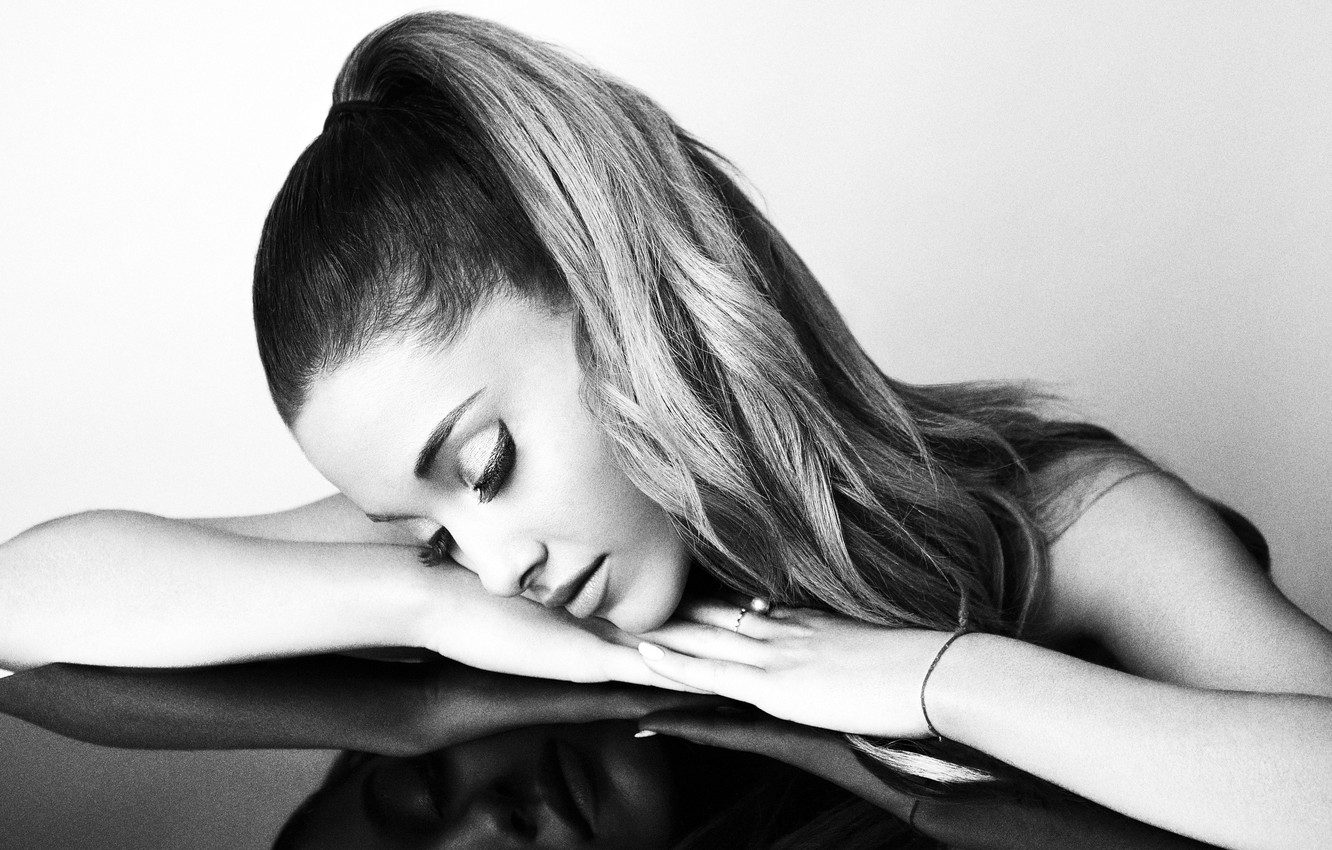Wallpaper music, girls, monochrome, singer, black and white, cute, celebrities, Ariana Grande, ARIANA GRANDE image for desktop, section девушки