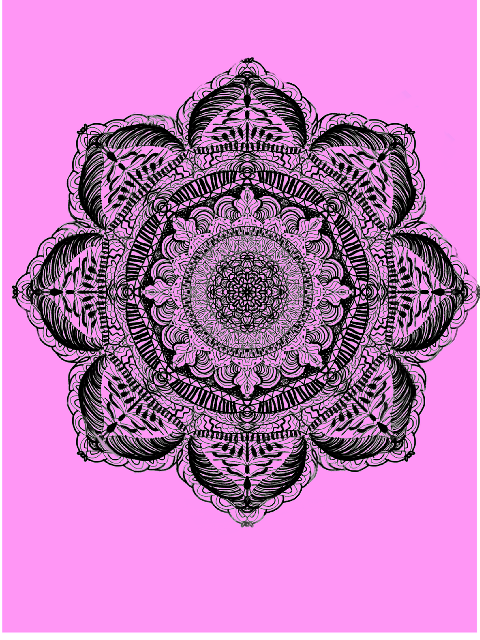 Pink Background Black Mandala 8
