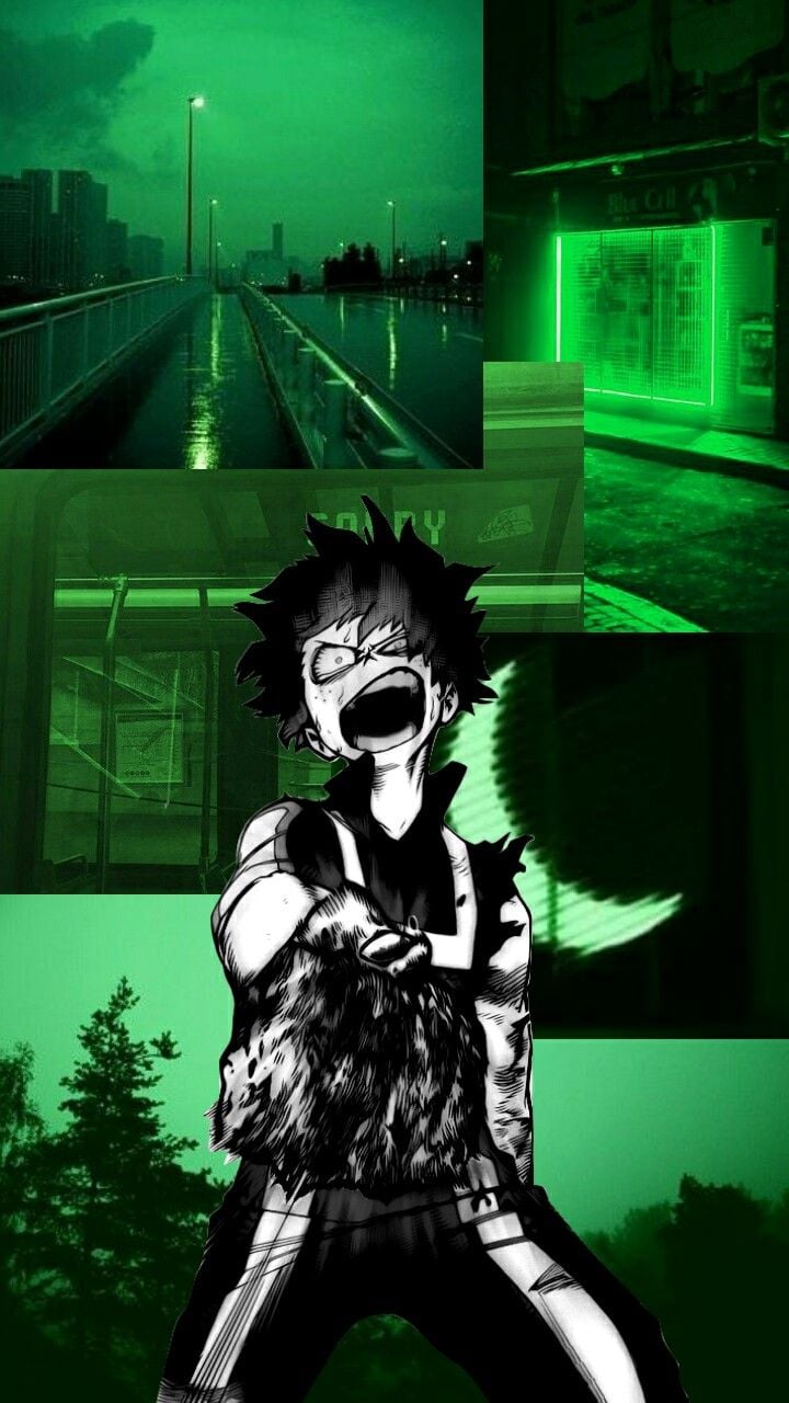 Izuku Midoriya. Dark green aesthetic, Green wallpaper, Anime background wallpaper