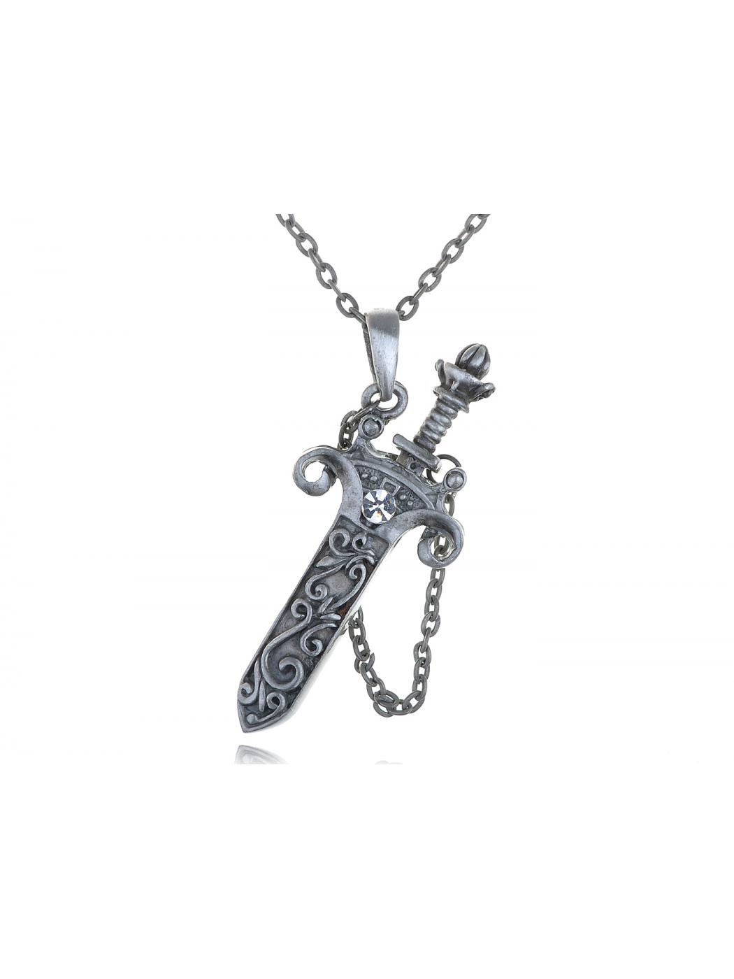 Antique Fantasy Medieval Renaissance Removable Scabbard Rune Sword Dagger Pendant Necklace