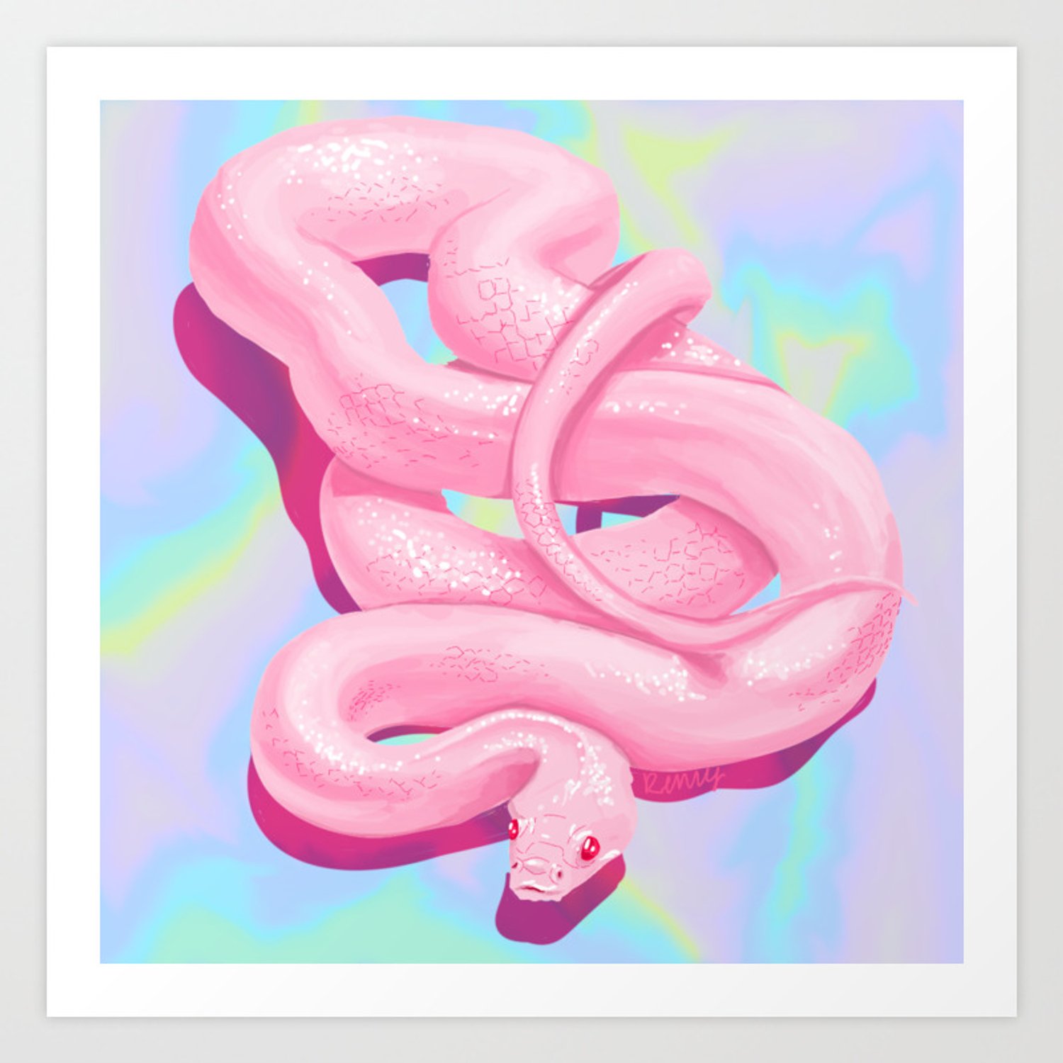 pink snake Art Print