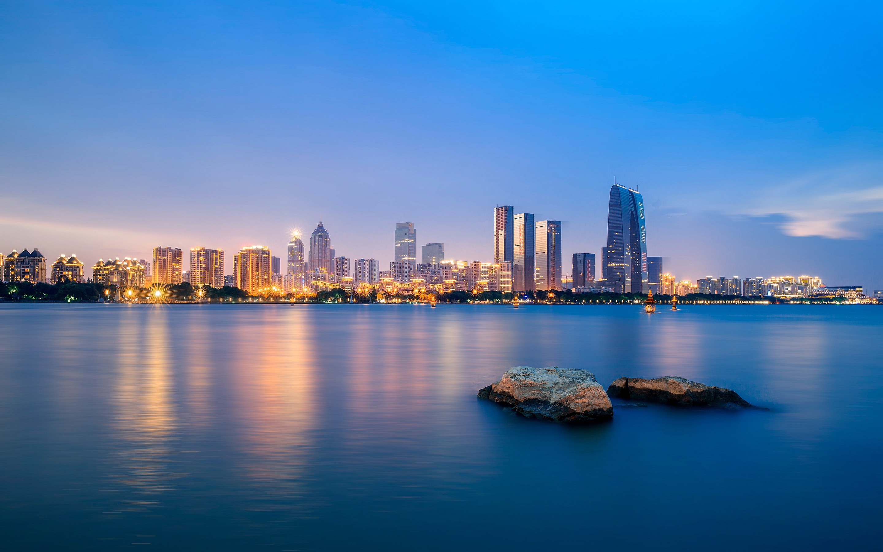 China Suzhou Jinji Lake City Horizon Night View