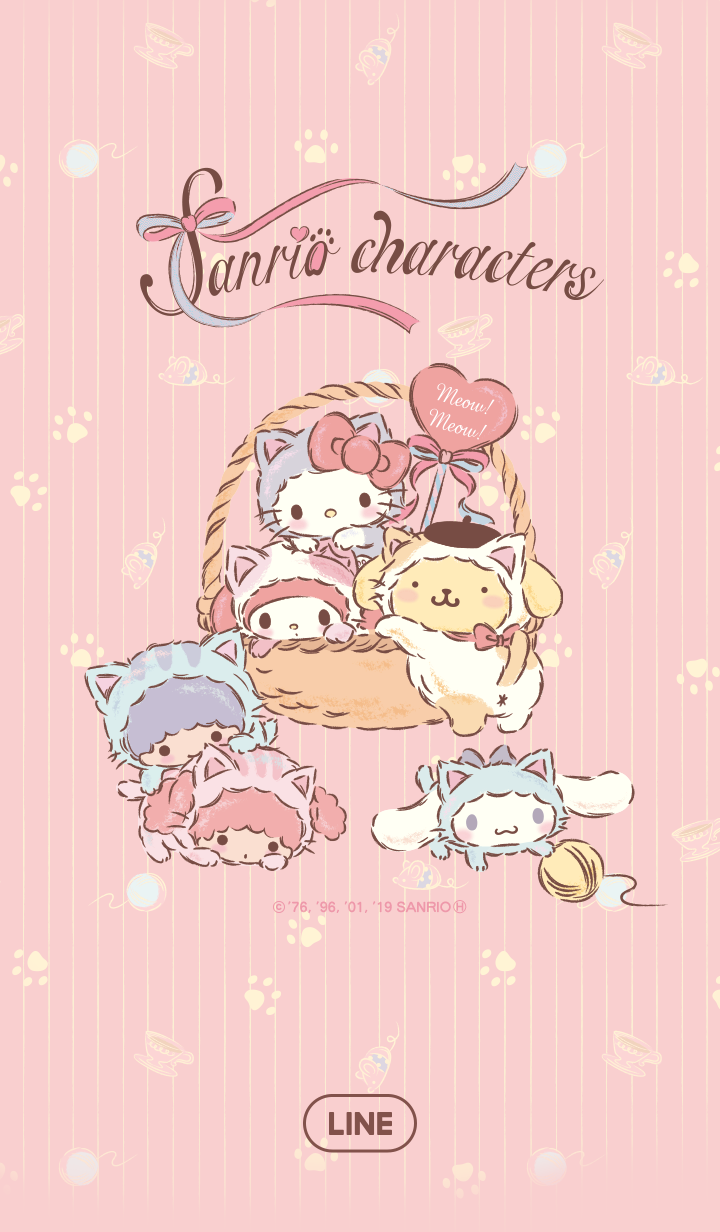 SANRIO CHARACTERS (Kitties). Line Wallpaper. Hello kitty background, Sanrio wallpaper, Hello kitty art