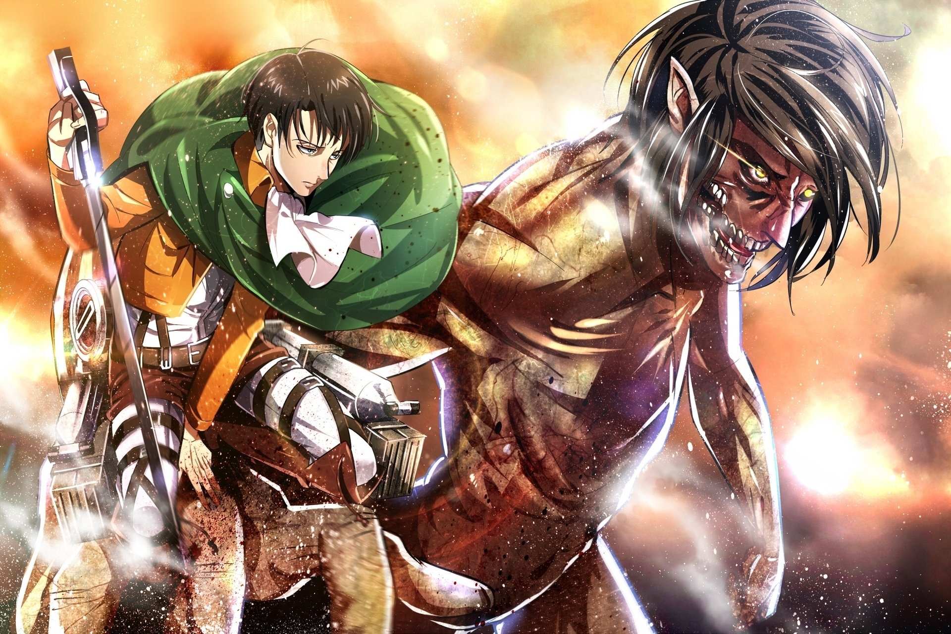 Levi and Eren (Titan) by yuna HD Wallpaper