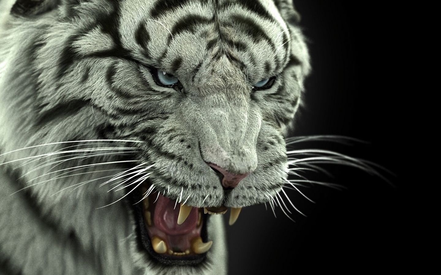 Download wallpaper 1440x900 bengal tiger, tiger, big cat, predator, fangs widescreen 16:10 HD background
