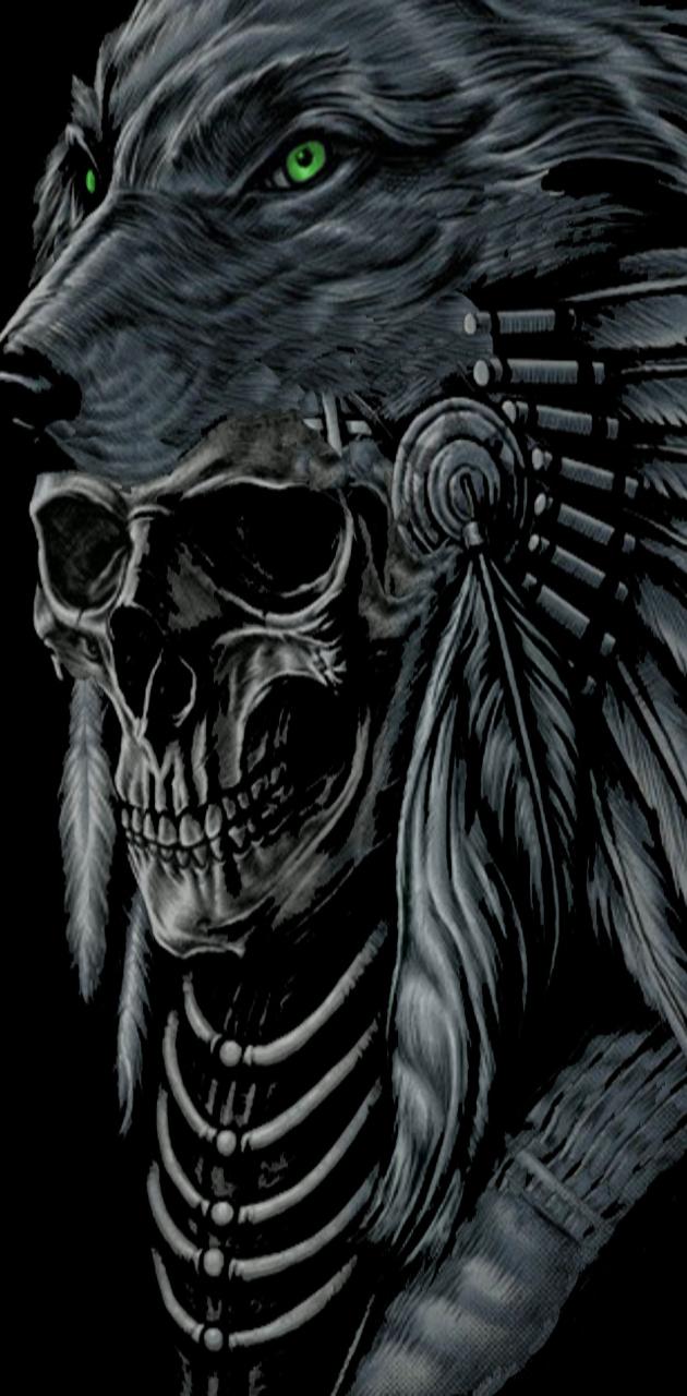 Wolf And Skull wallpaper