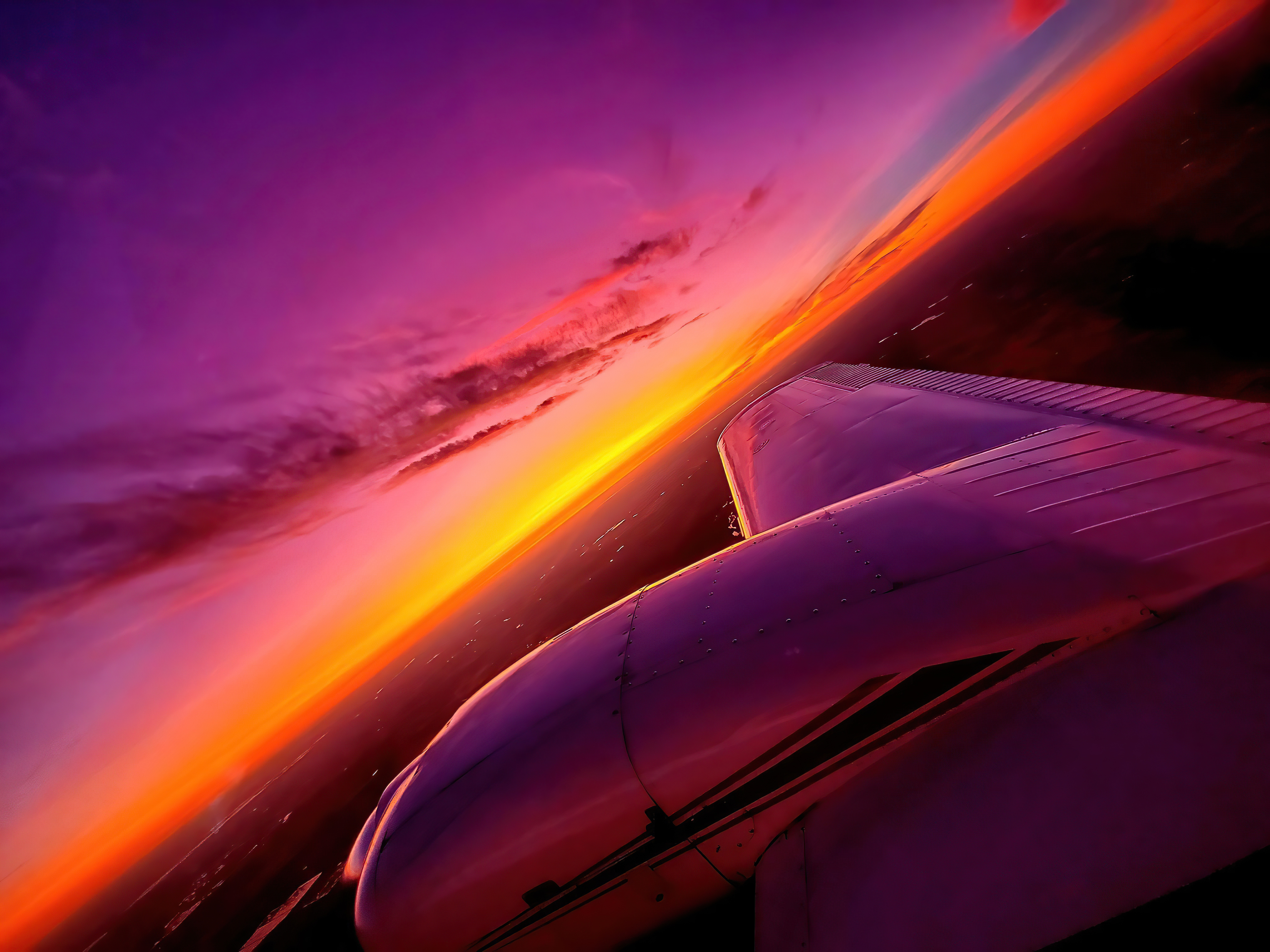 Synthwave Sunset Plane View 4k, HD Nature, 4k Wallpaper, Image, Background, Photo and Picture