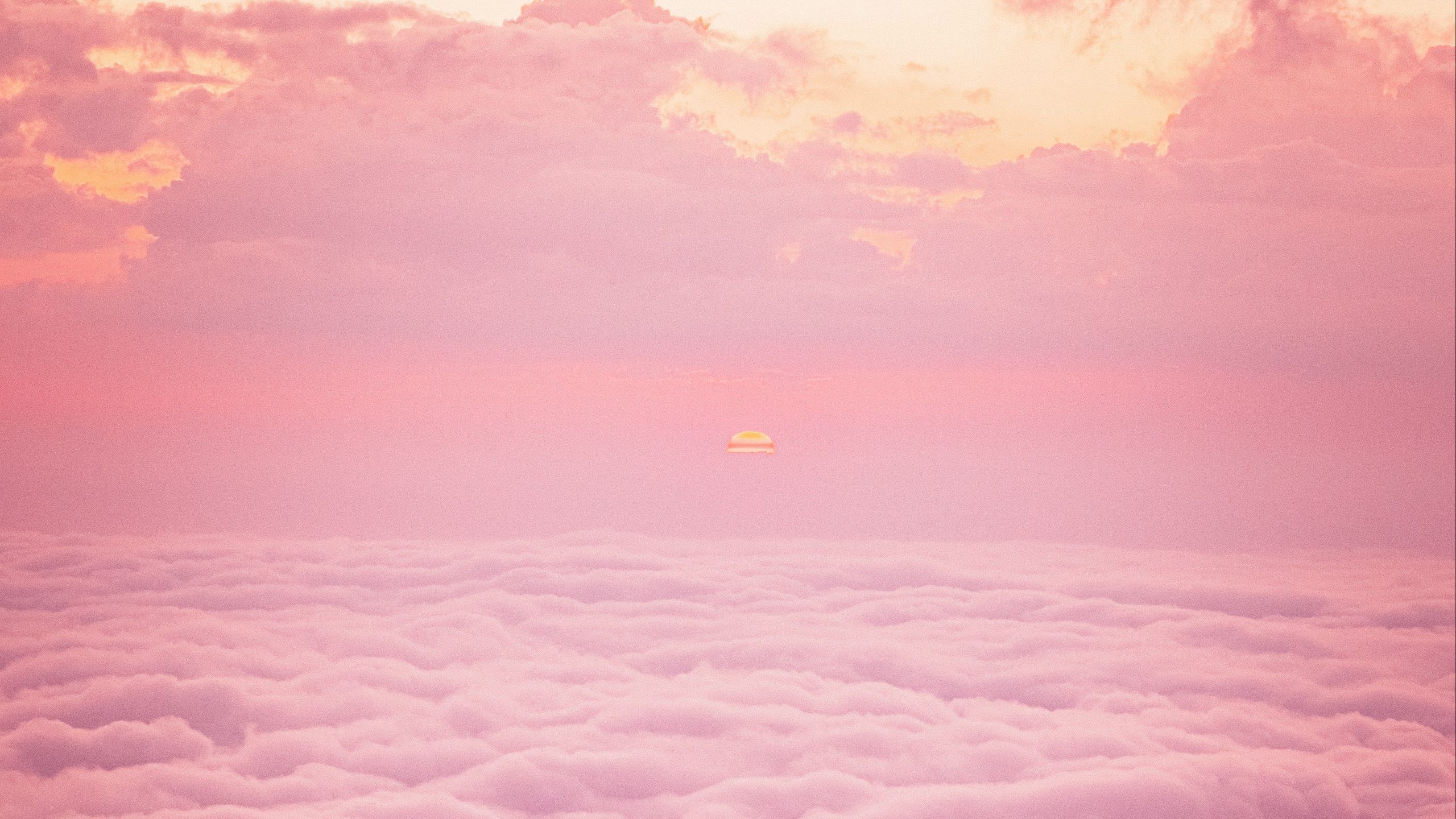 Download wallpaper 2560x1440 slope, hill, clouds, sunset, pink widescreen 16:9 HD background