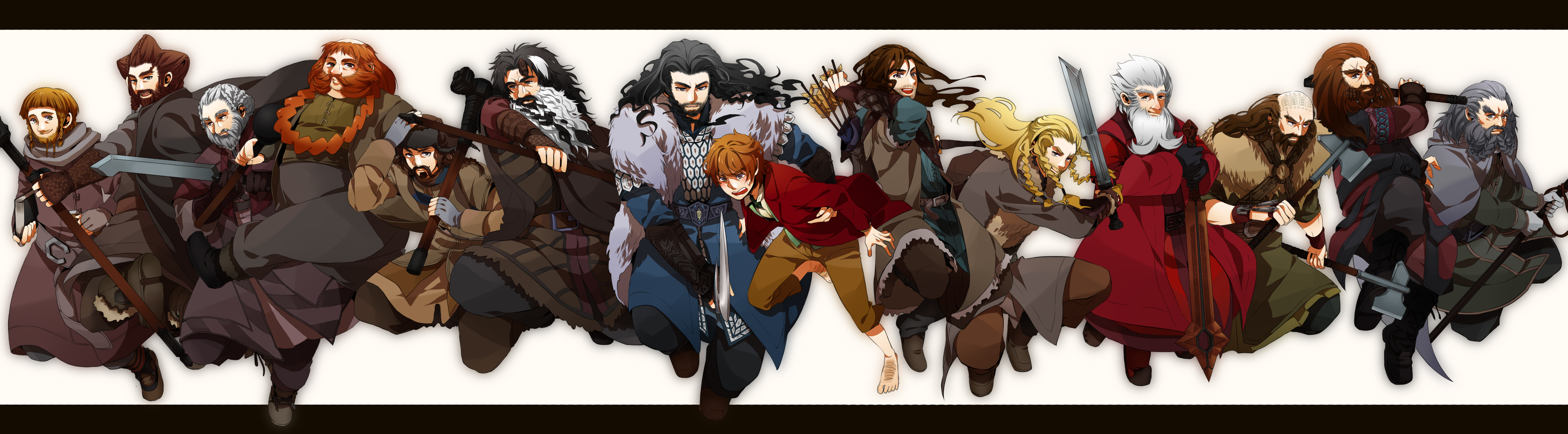 bilbo baggins, fili, thorin oakenshield, kili, balin, and 9 more (tolkien's legendarium and 1 more) drawn