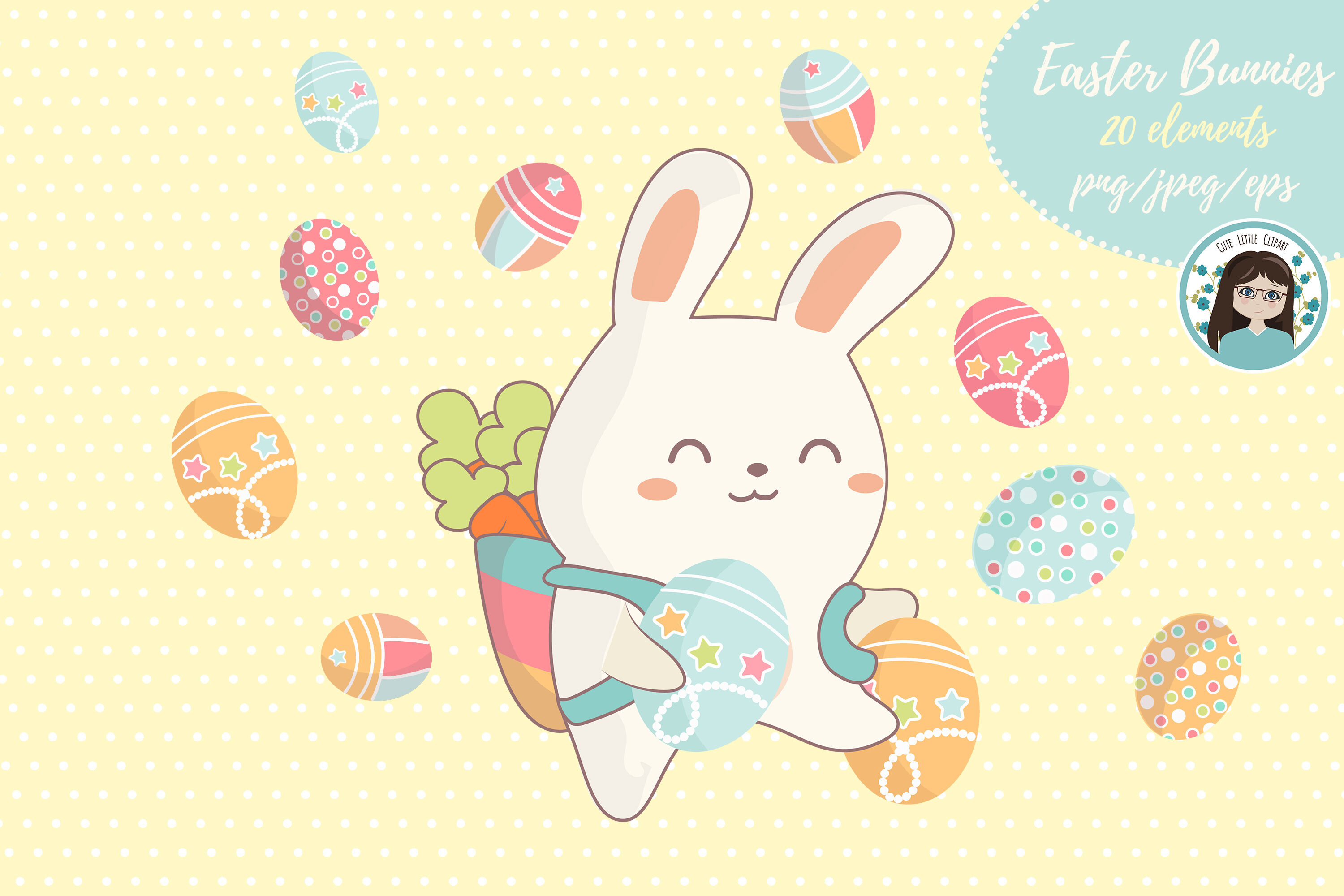 Easter kawaii bunnies By Cute Little Workshop