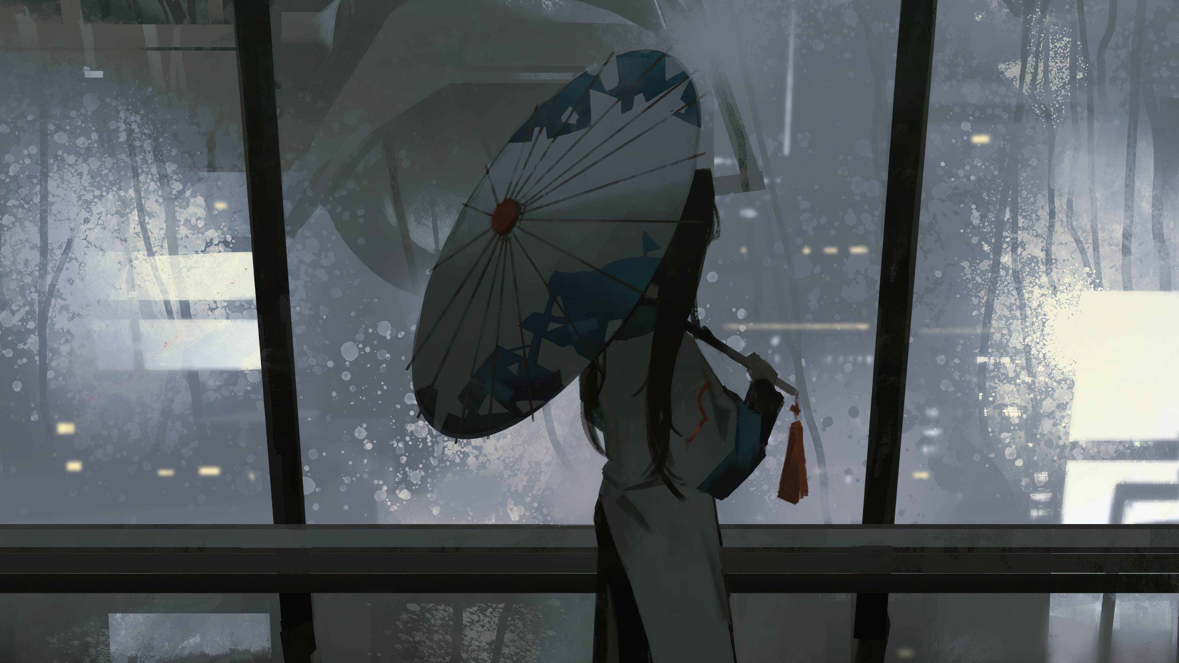 Anime Girl Dark Night Umbrella Raining 4k, HD Anime, 4k Wallpaper, Image, Background, Photo and Picture