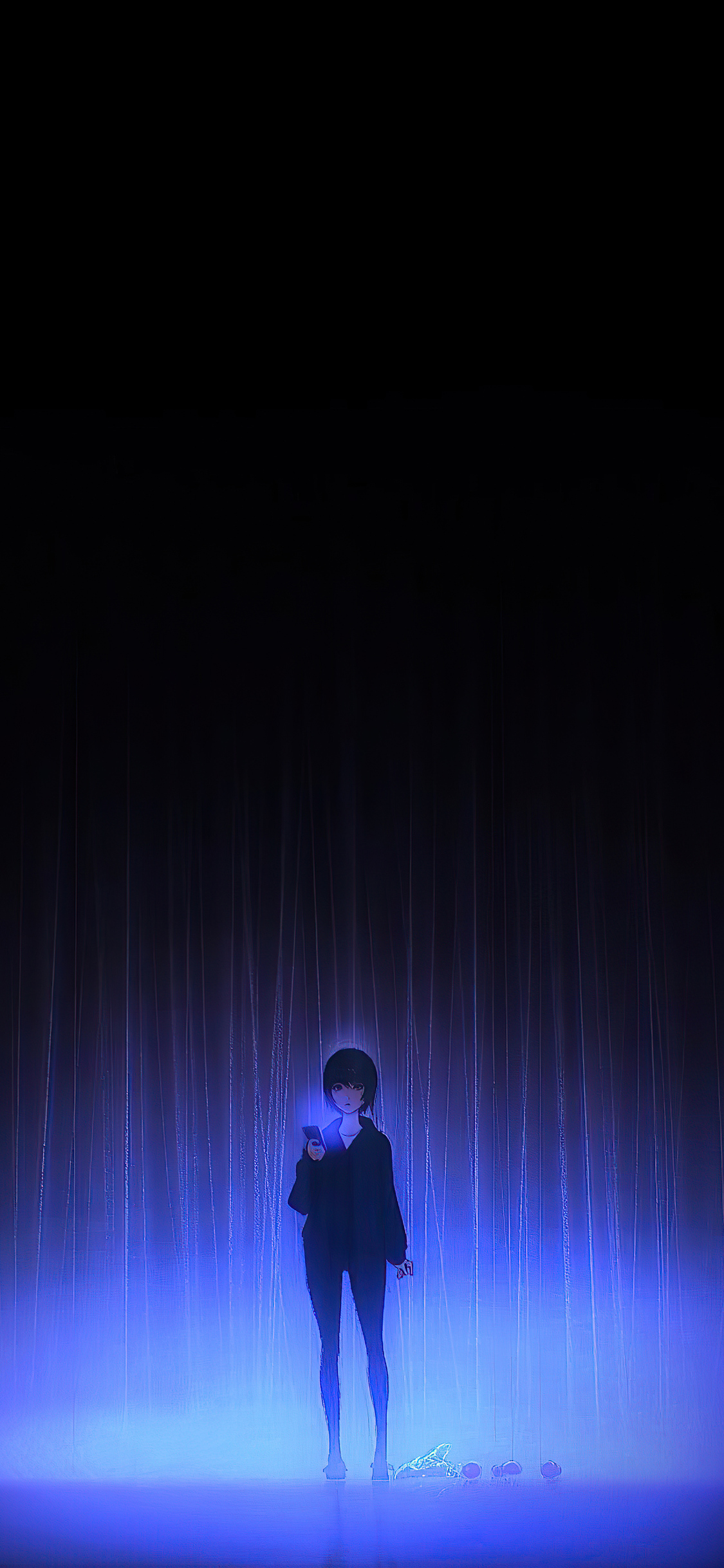 Anime Girl Phone Blue Lights iPhone XS, iPhone 10, iPhone X HD 4k Wallpaper, Image, Background, Photo and Picture