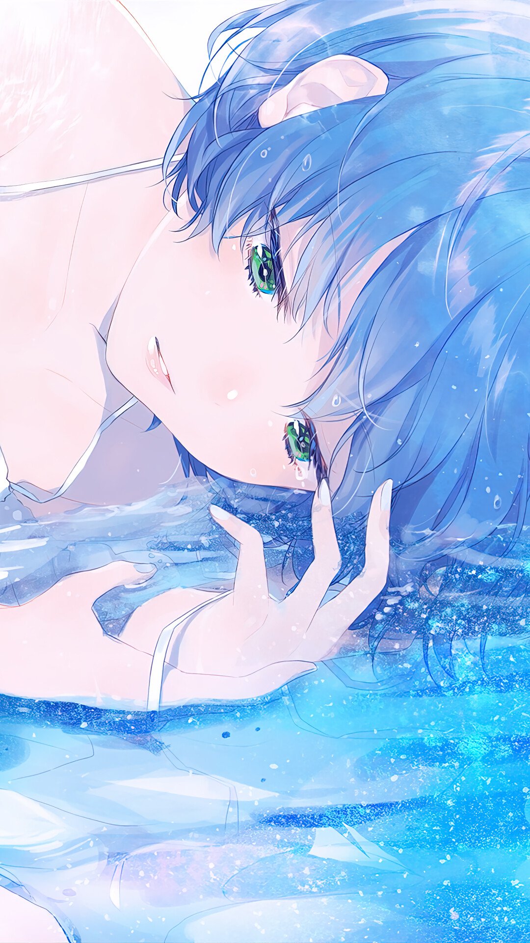 Anime Girl Blue Hair Phone iPhone 4K Wallpaper free Download