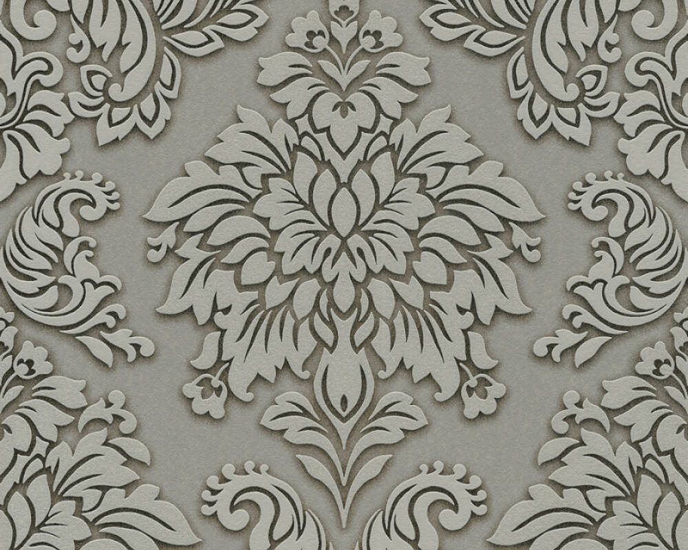 Livingwalls Wallpaper «Baroque, 3D, Beige, Grey, Metallic, Silver» 368981