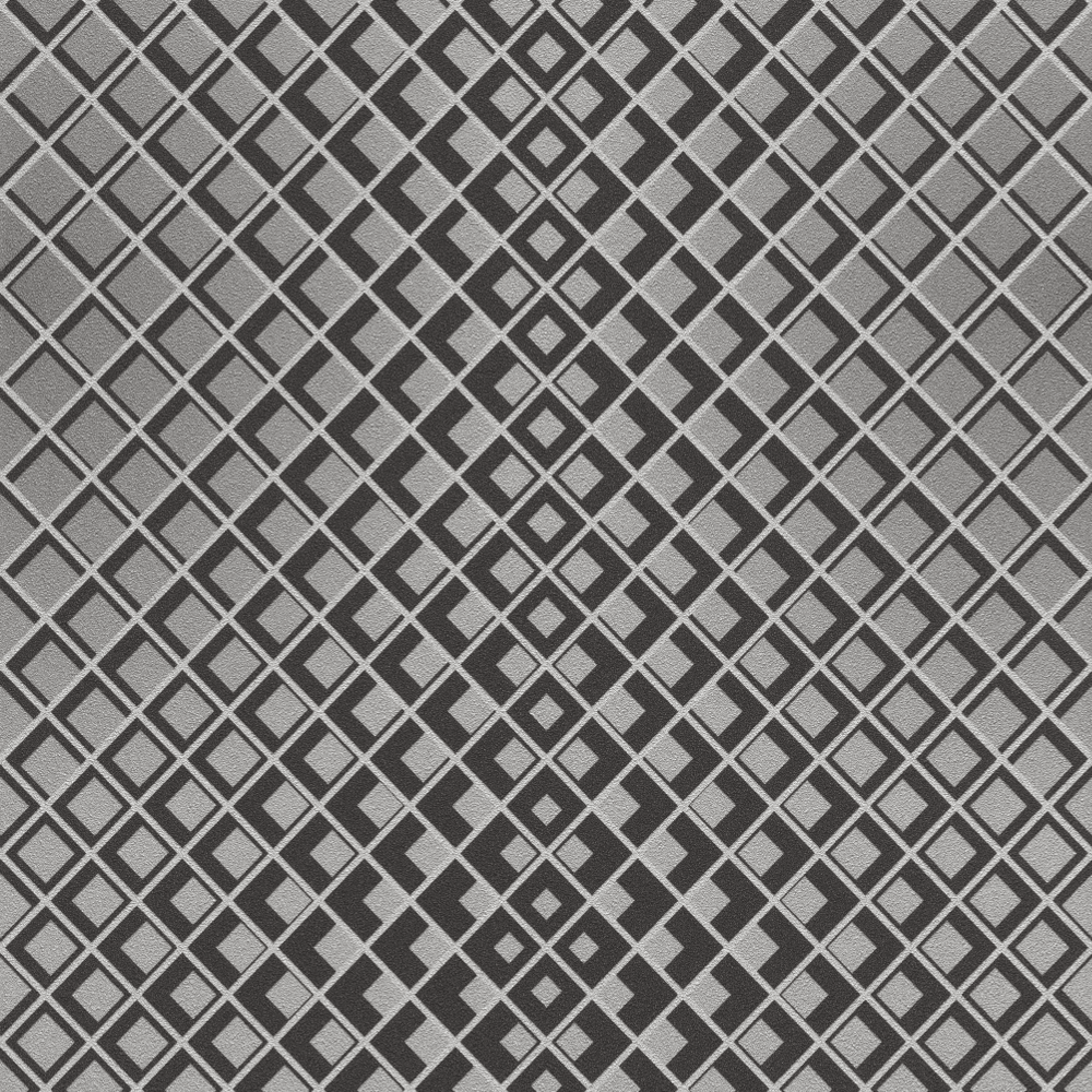 Square Metallic Silver Black 3D Effect Non Woven Textured Wallpaper 610918