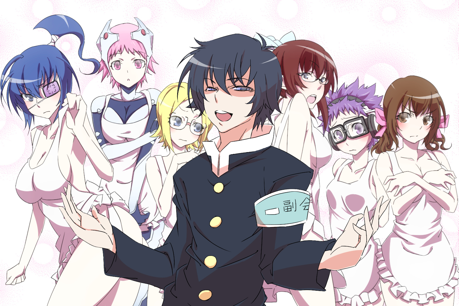 apron eyepatch kibougaoka suishou kikaijima mogana kikitsu kiki kumagawa misogi medaka box naked apron takarabe ima wanizuka shori yojirou tsugiha. konachan.net.com Anime Wallpaper