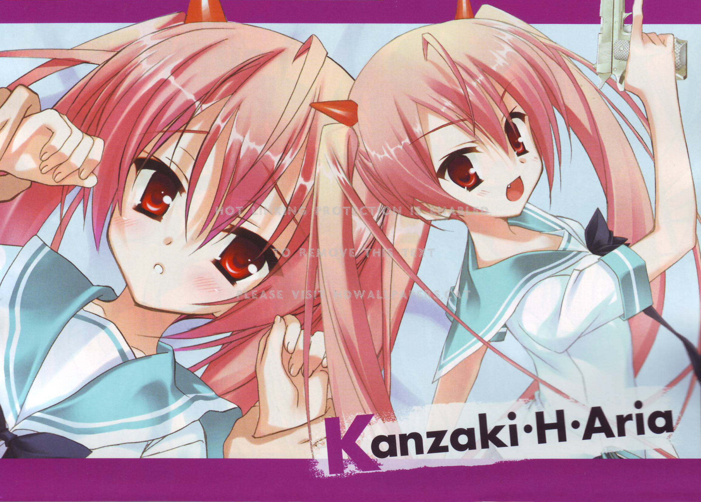 kanzaki h aria pistol red white weapons no