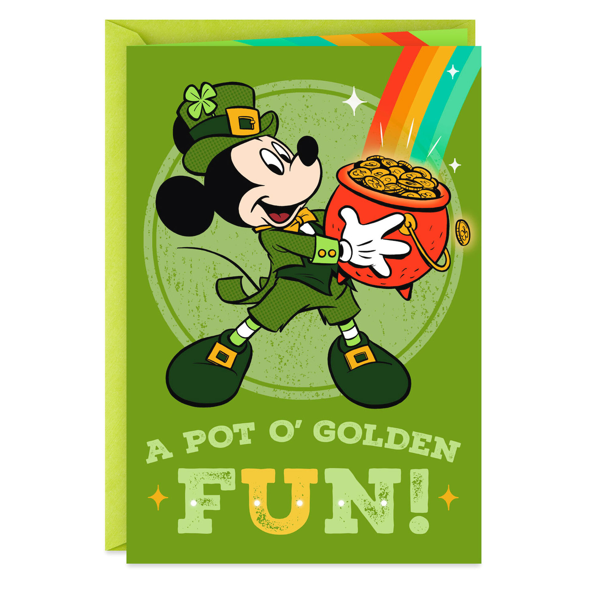 Disney Mickey Mouse Pot of Golden Fun St. Patrick's Day Card