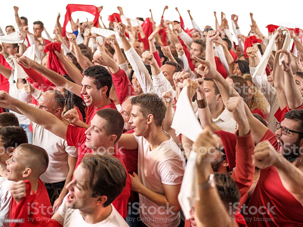 Crowd Of Fans Cheering Isolated On White Image Now