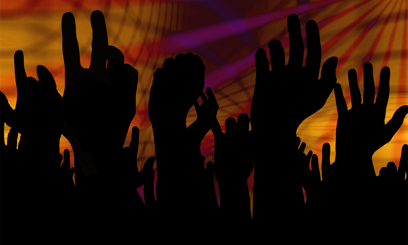 Silhouette Hands in a Musical Crowd Wallpaper
