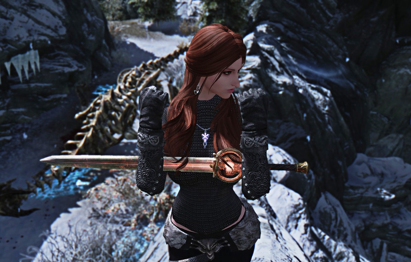 Wallpaper skyrim, female, nord, the elder scroll image for desktop, section игры