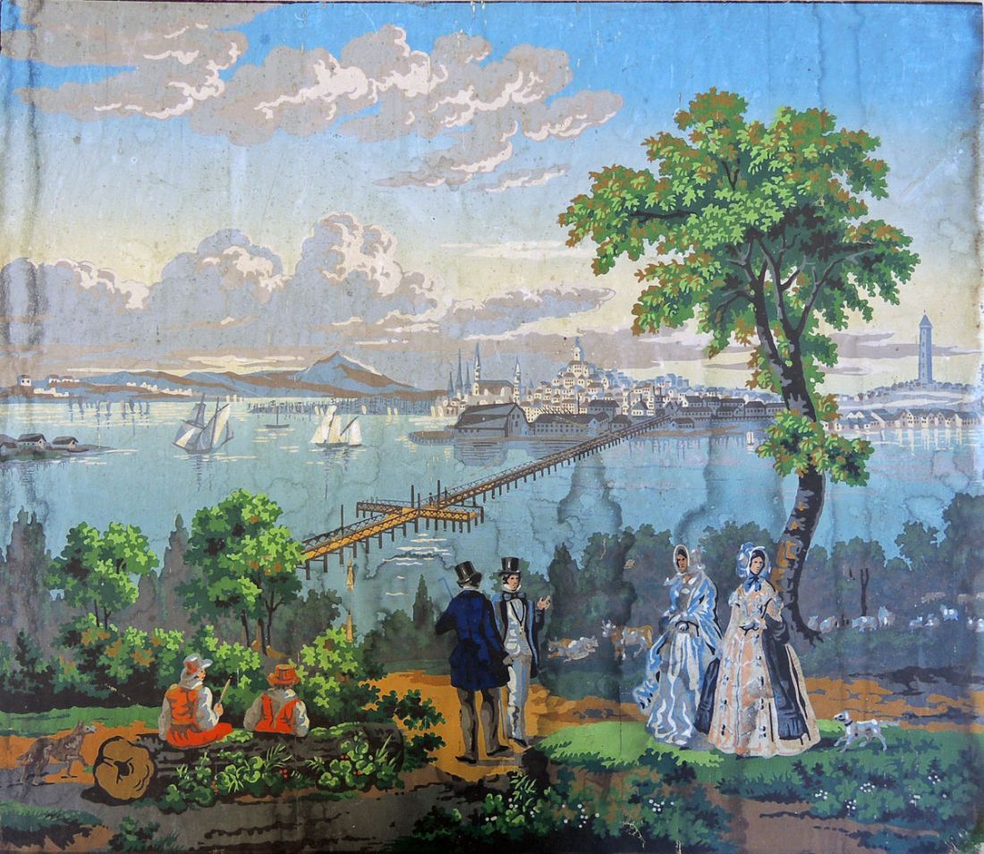 Woodblock printed wallpaper