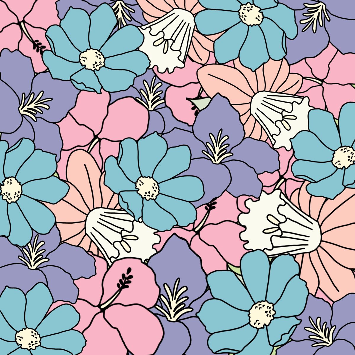 Flower Collage Sticker. Flower collage, Cartoon flowers, Small canvas art