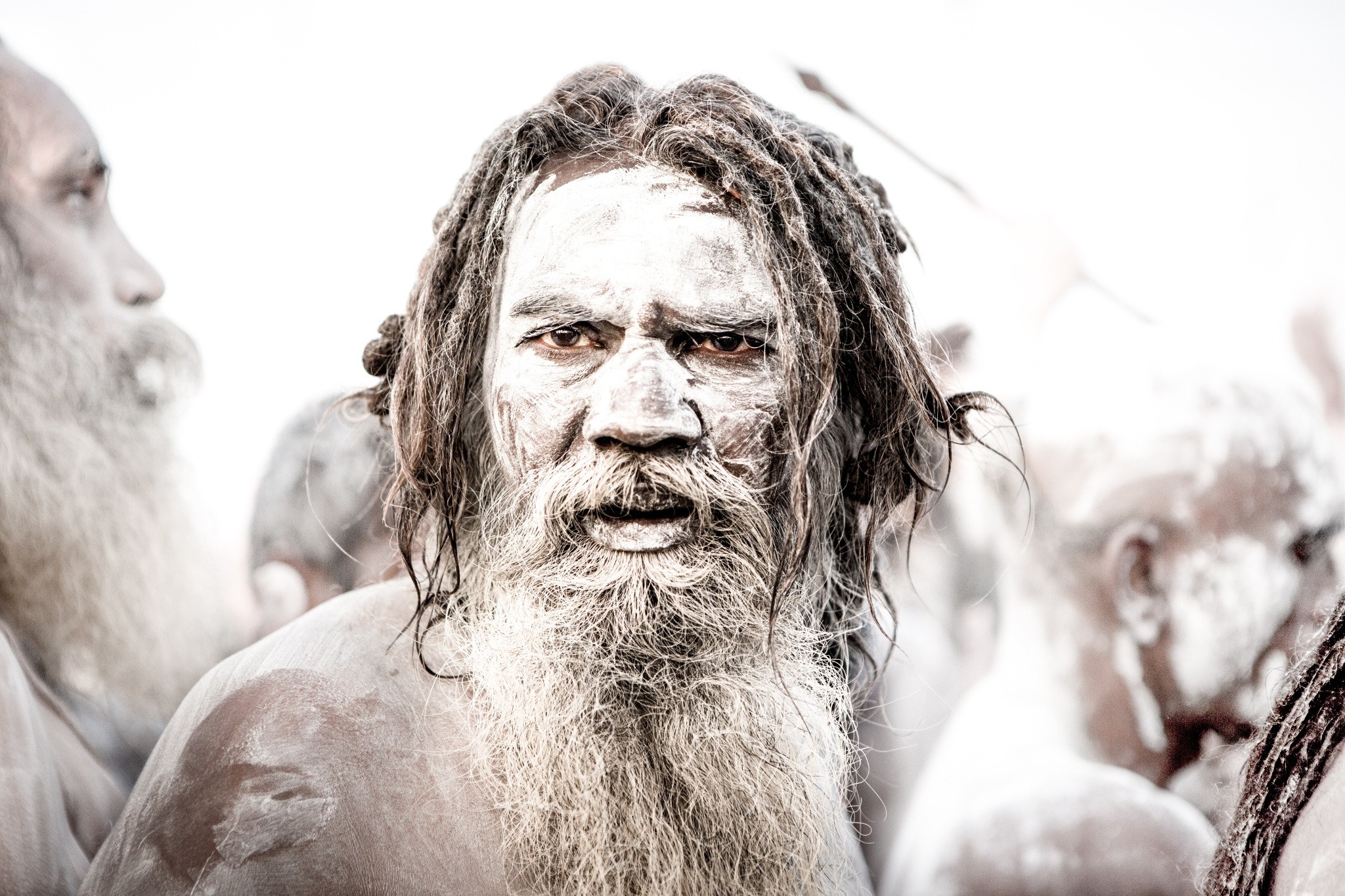 Photography Depth Of Field India Naga Sadhu Beards Long Hair Face Wallpaper:2048x1365