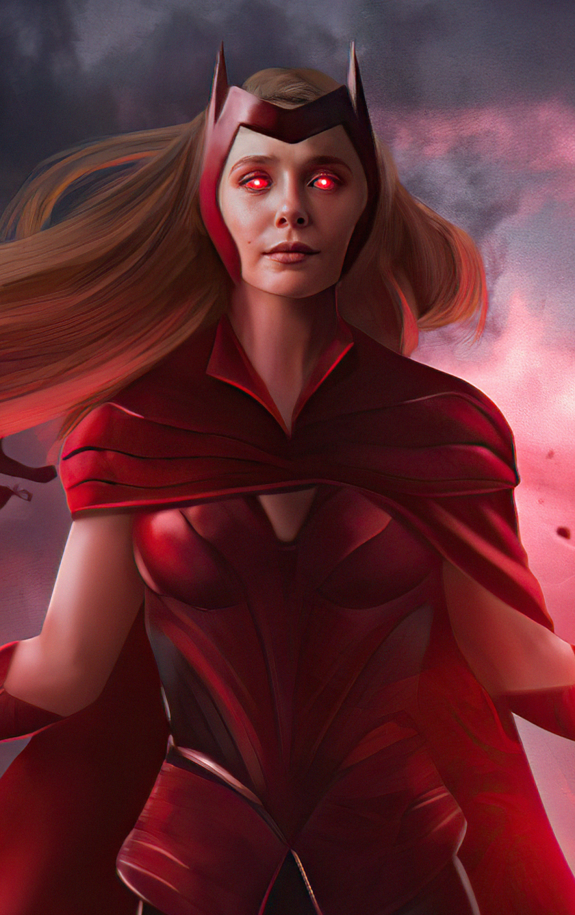 Download the scarlet witch, wanda vision, fan art 840x1336 wallpaper, iphone iphone 5s, iphone 5c, ipod touch, 840x1336 HD image, background, 26969