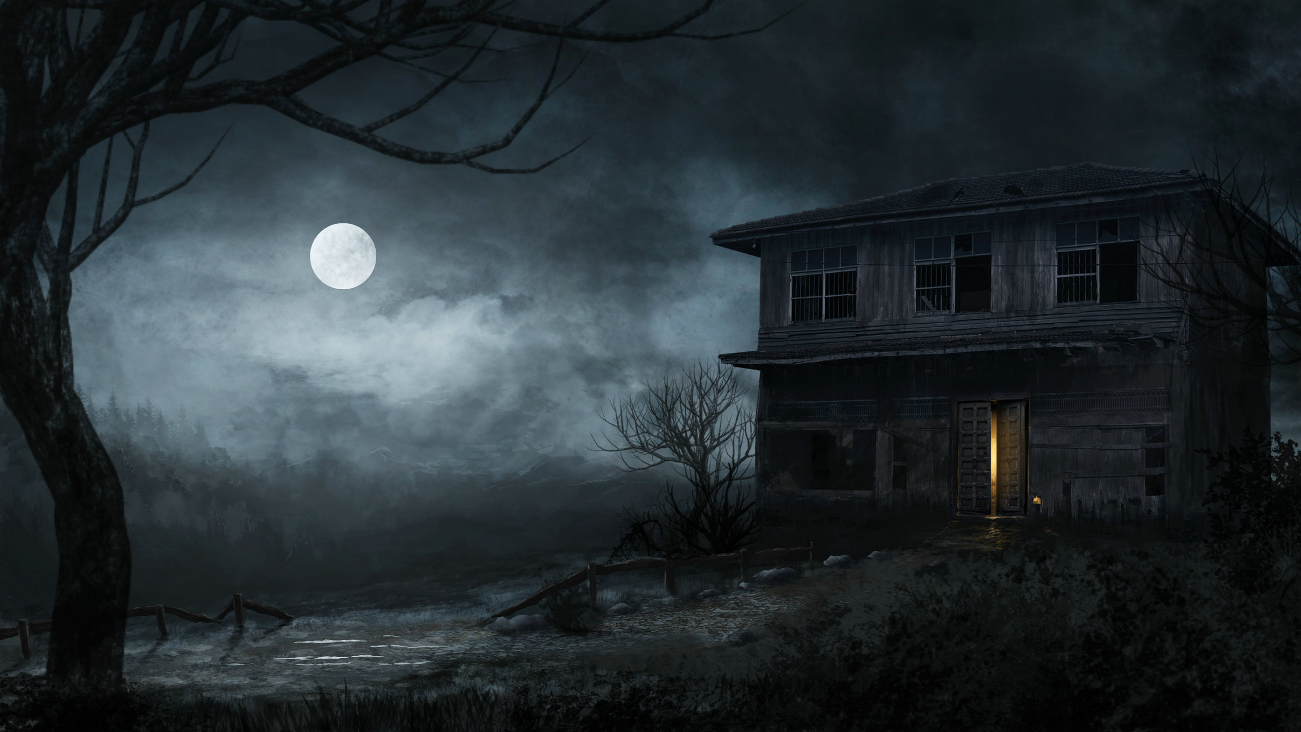 Free download Halloween scary Moon night tree Wallpaper [2560x1440] for your Desktop, Mobile & Tablet. Explore Scary House Background. Halloween Wallpaper For Desktop, Scary Wallpaper For Desktop