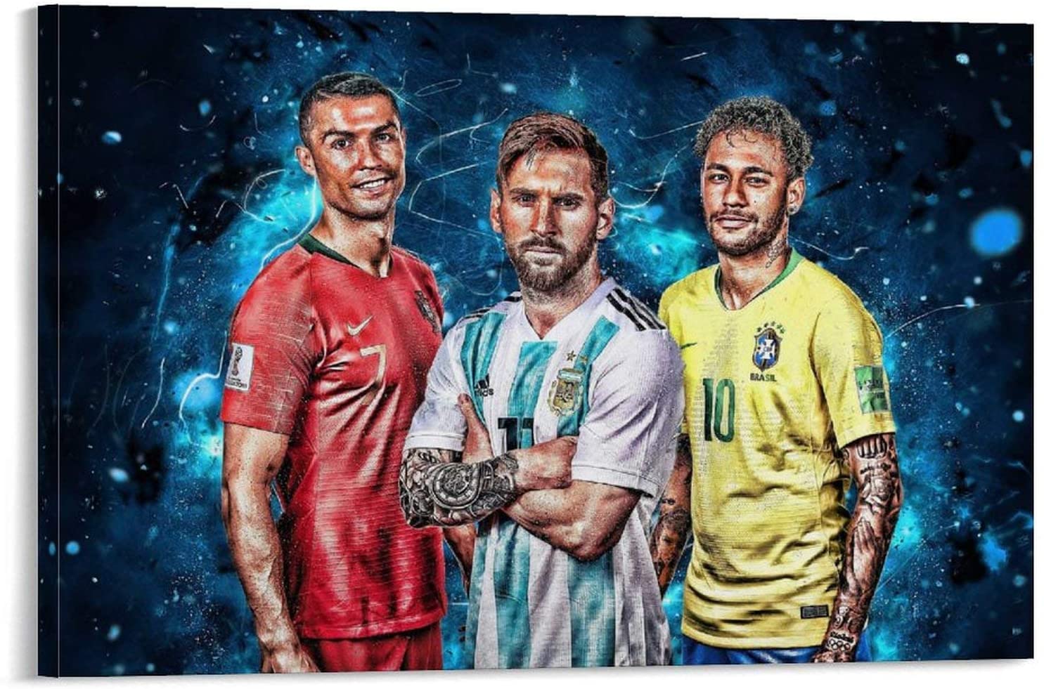 Cristiano Ronaldo Lionel Messi Neymar Jr Wallpaper Football Comprehensive Poster Famous Sports Star Poster Poster Canvas Wall Art Print Decorative Painting Artwork 12x18inch(30x45cm), Everything Else